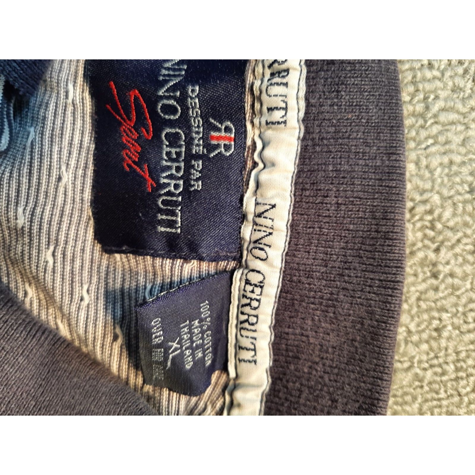 Vintage Nino Cerruti Sport Mens Polo Shirt Blue White Cotton XL Size US XL / EU 56 / 4 - 5 Thumbnail