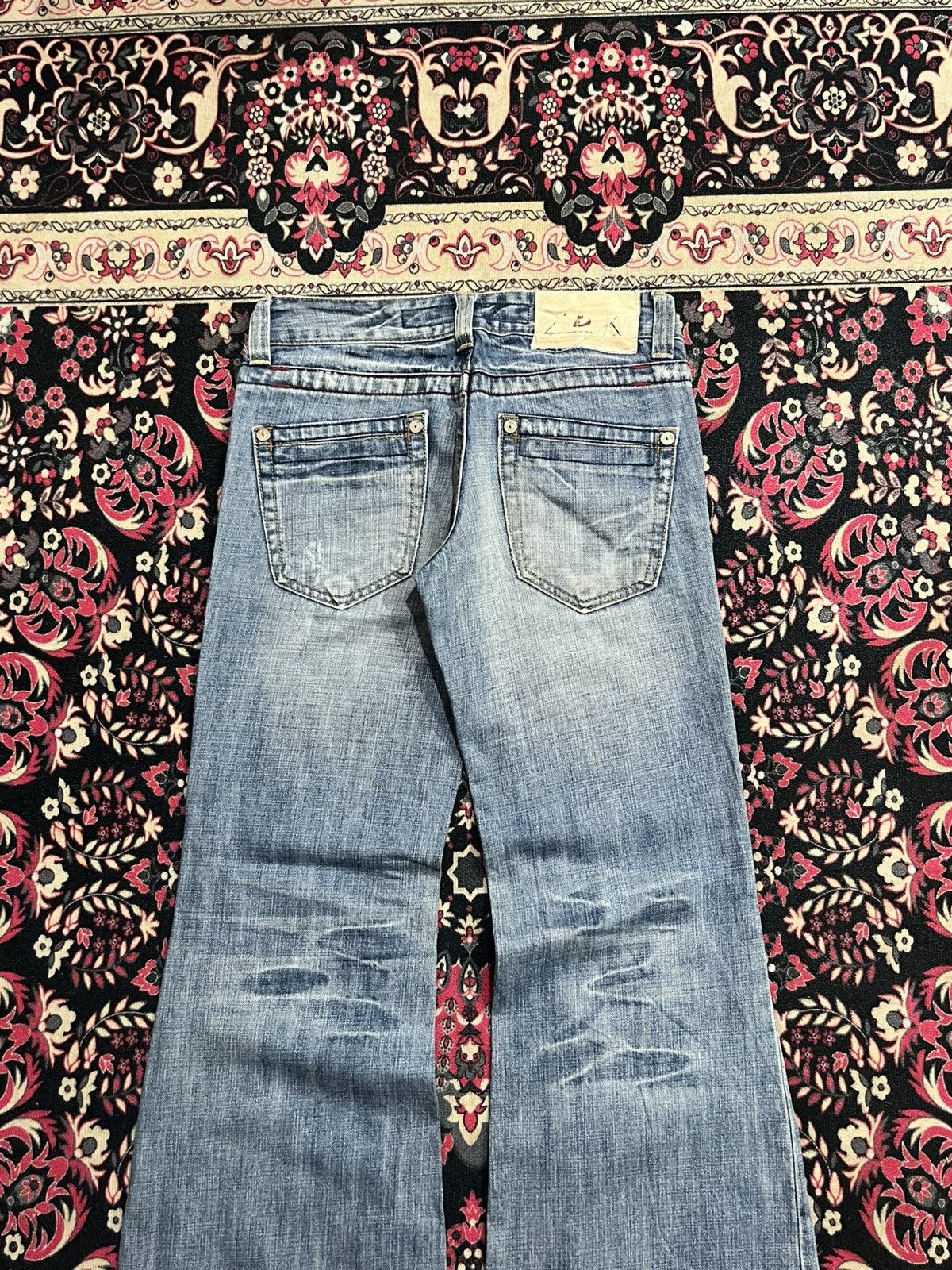 If Six Was Nine Japanese Brand Drive Jeans Blue Washed Distress Flare Dennim Size 26" / US 2 / IT 38 - 6 Thumbnail