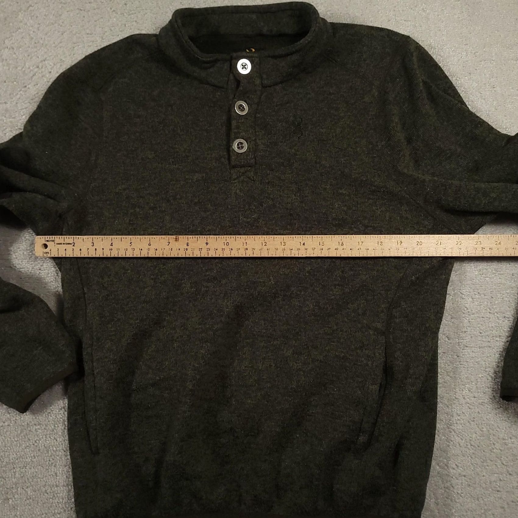 Vintage Browning Mens Large Green Henley Mock Neck Fleece Polyester Pullover Sweatshirt Hunting Size US L / EU 52-54 / 3 - 4 Thumbnail