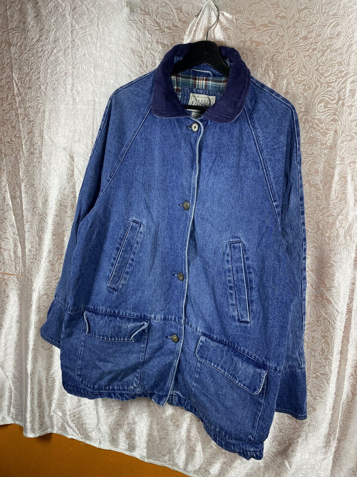 Basic Editions Vintage Basic Editions Denim Jacket Plaid Corduroy Collar Size US M / EU 48-50 / 2 - 5 Thumbnail