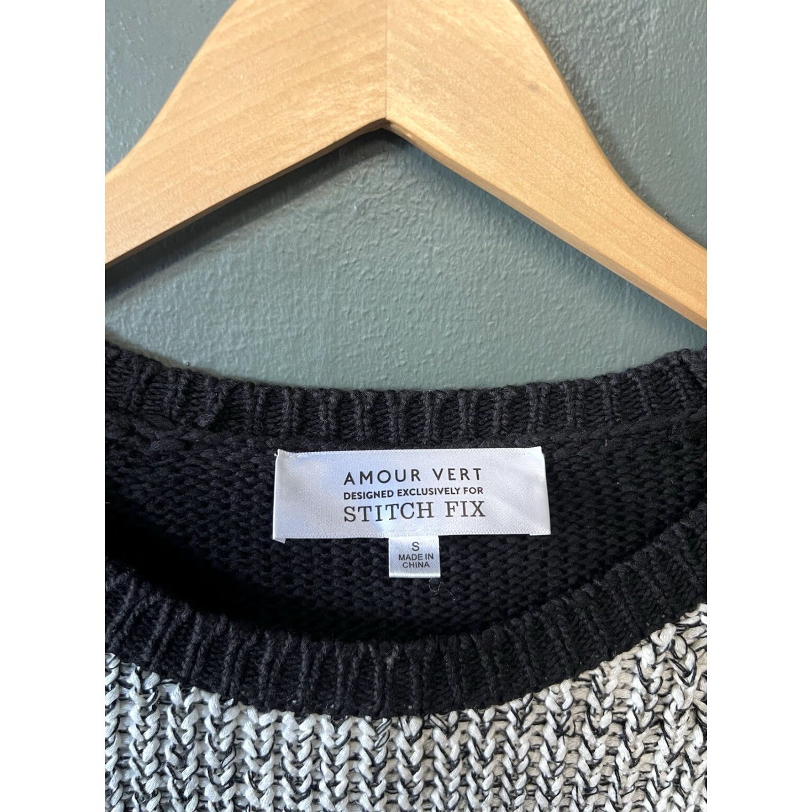 Vintage Amour Vert x Stitch Fix Women's S Raglan Pullover Sweater White Black Shirt Clothing Pullover Womens S Black Raglan Crew Neck Size S / US 4 / IT 40 - 3 Thumbnail