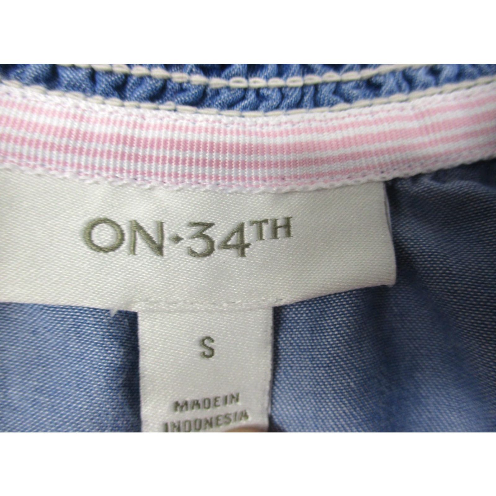 Vintage ON-34TH Blouse Womens Small Blue Tunic Lyocell Long Sleeve V-Neck Relaxed Top Size S / US 4 / IT 40 - 2 Thumbnail