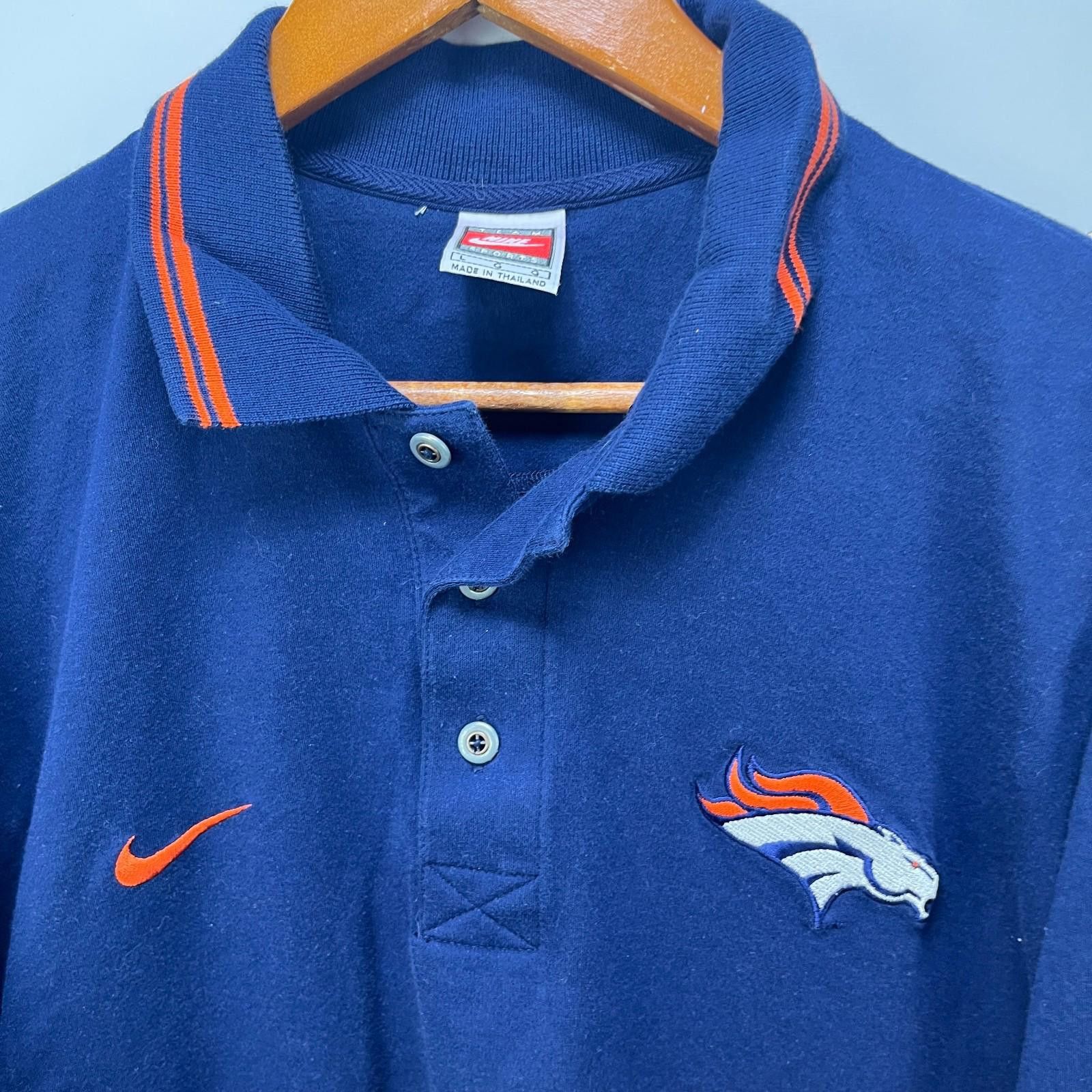 Nike Vintage Nike NFL Denver Broncos Blue Polo Shirt Short Sleeve Size ONE SIZE - 3 Thumbnail