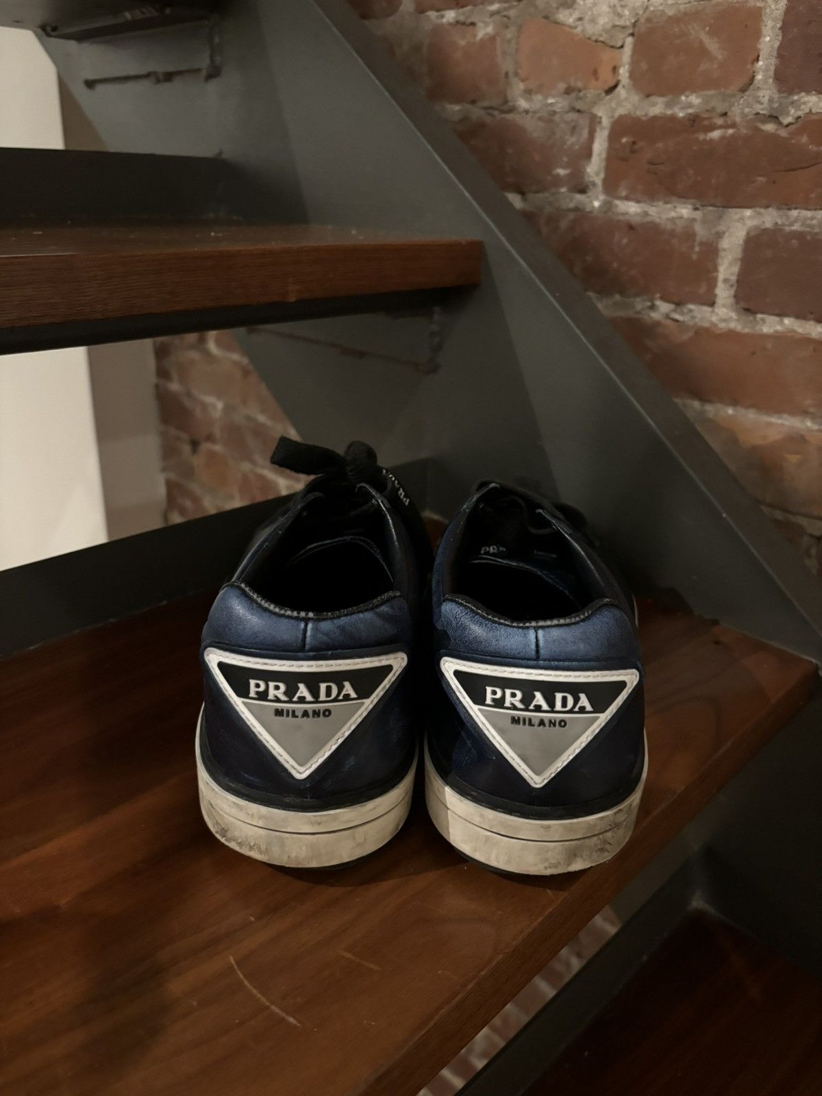 Prada Prada Men’s **RARE** Navy leather shoe white sole (4E3314) Size US 7 / EU 40 - 2 Thumbnail
