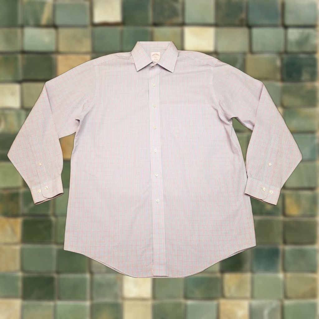 Brooks Brothers Brooks Brothers Shirt Mens 16.5 Blue Pink Check 100% Cotton Long Sleeve Casual Button-Up Shirt Mens Regular Size US XL / EU 56 / 4 - 1 Thumbnail