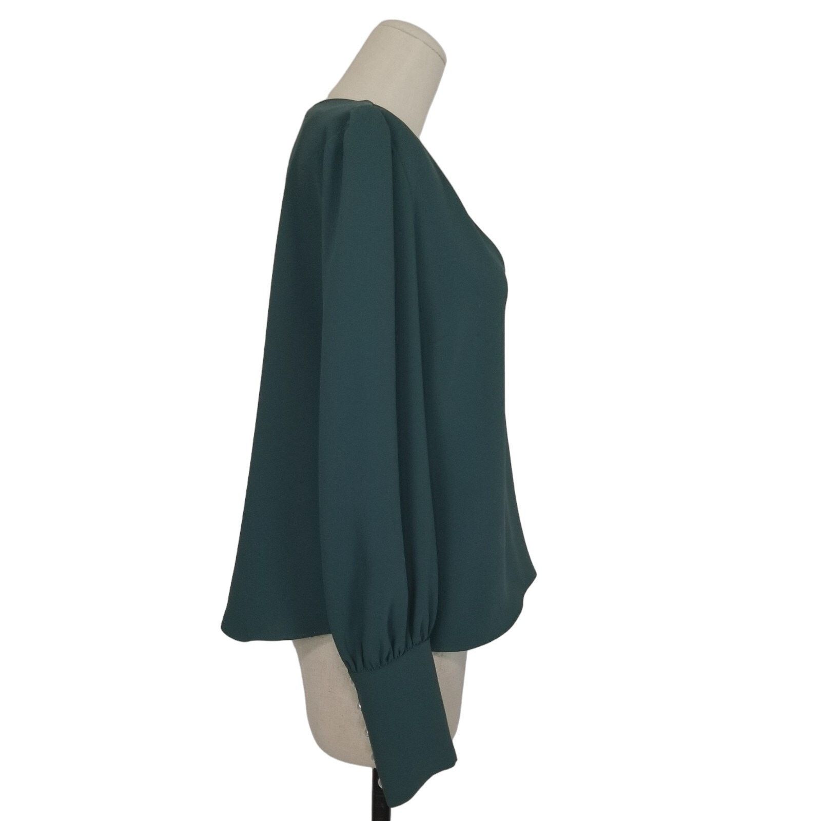 Amanda Uprichard Amanda Uprichard V-Neck Pearl Sleeve Blouse Green Sz Small Size S / US 4 / IT 40 - 5 Thumbnail