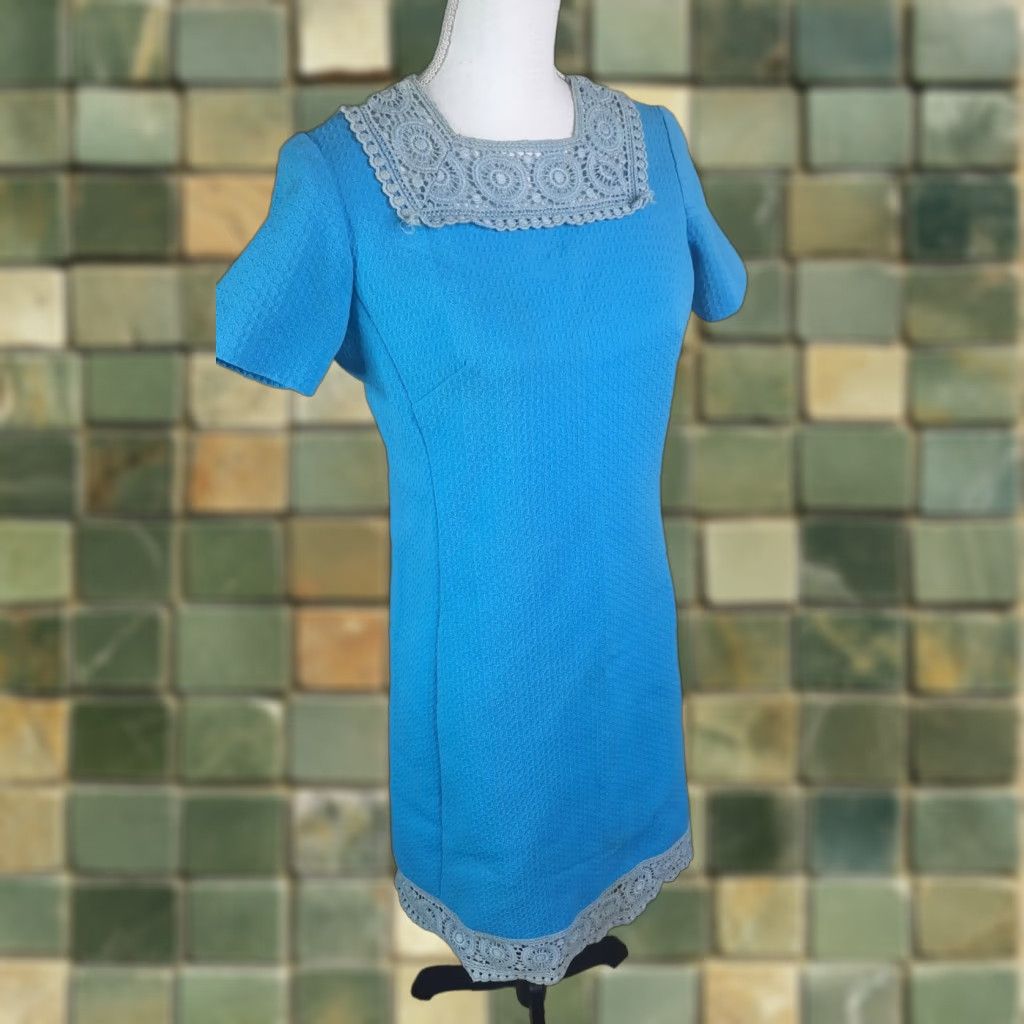 Madison VINTAGE Meg Madison New York 60s D2S SPRING scooter mod textured  mini GoGo dress S/M 34 Blue Women's | Grailed