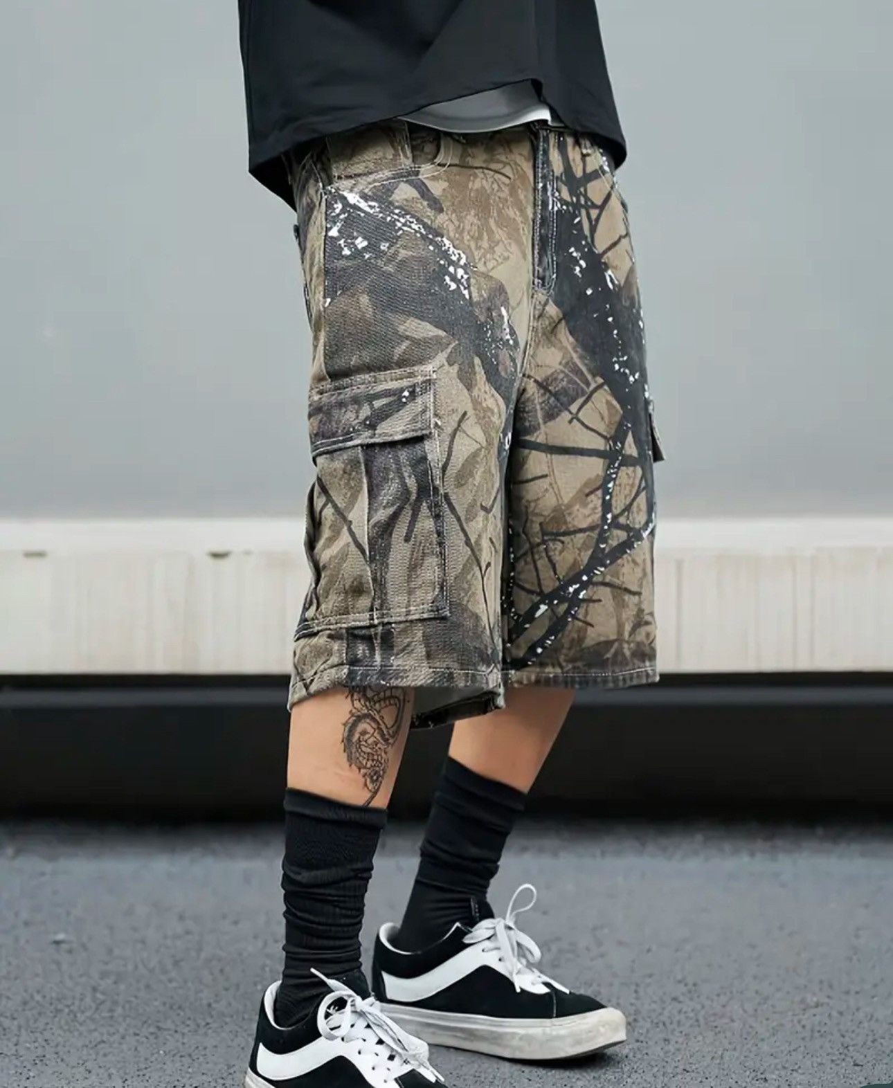Designer × Vintage Camouflage Baggy Loose Streetwear Design Shorts Size US 30 / EU 46 - 4 Thumbnail