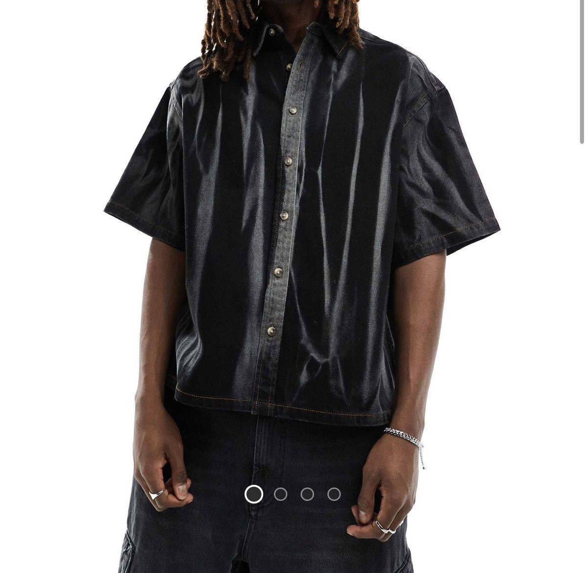 Asos boxy oversized short sleeve denim shirt Size US XL / EU 56 / 4 - 2 Thumbnail