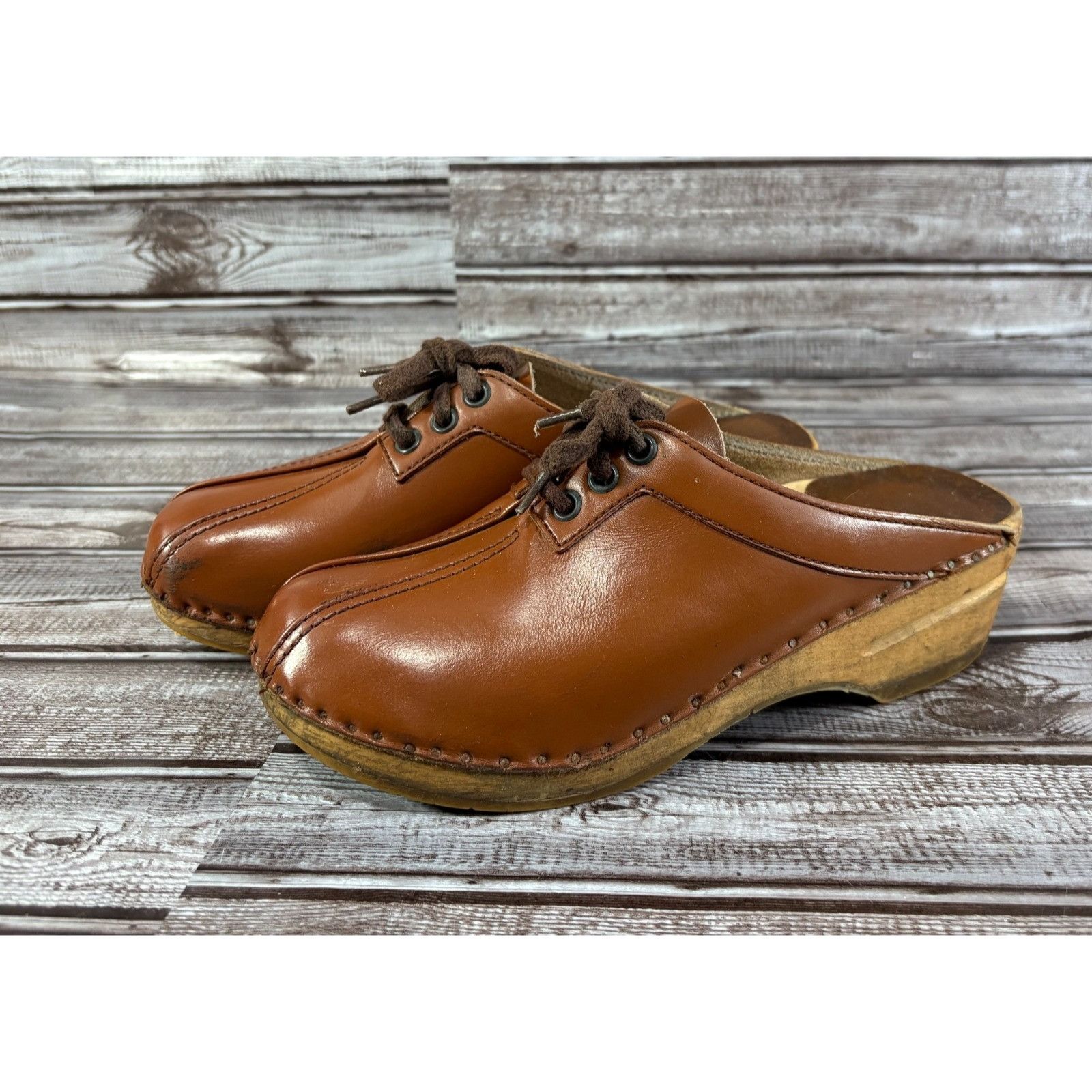 Other Troentorp Bastad Leather Clogs Size 38 US 8 color brown Made Size US 8 / IT 38 - 1 Thumbnail