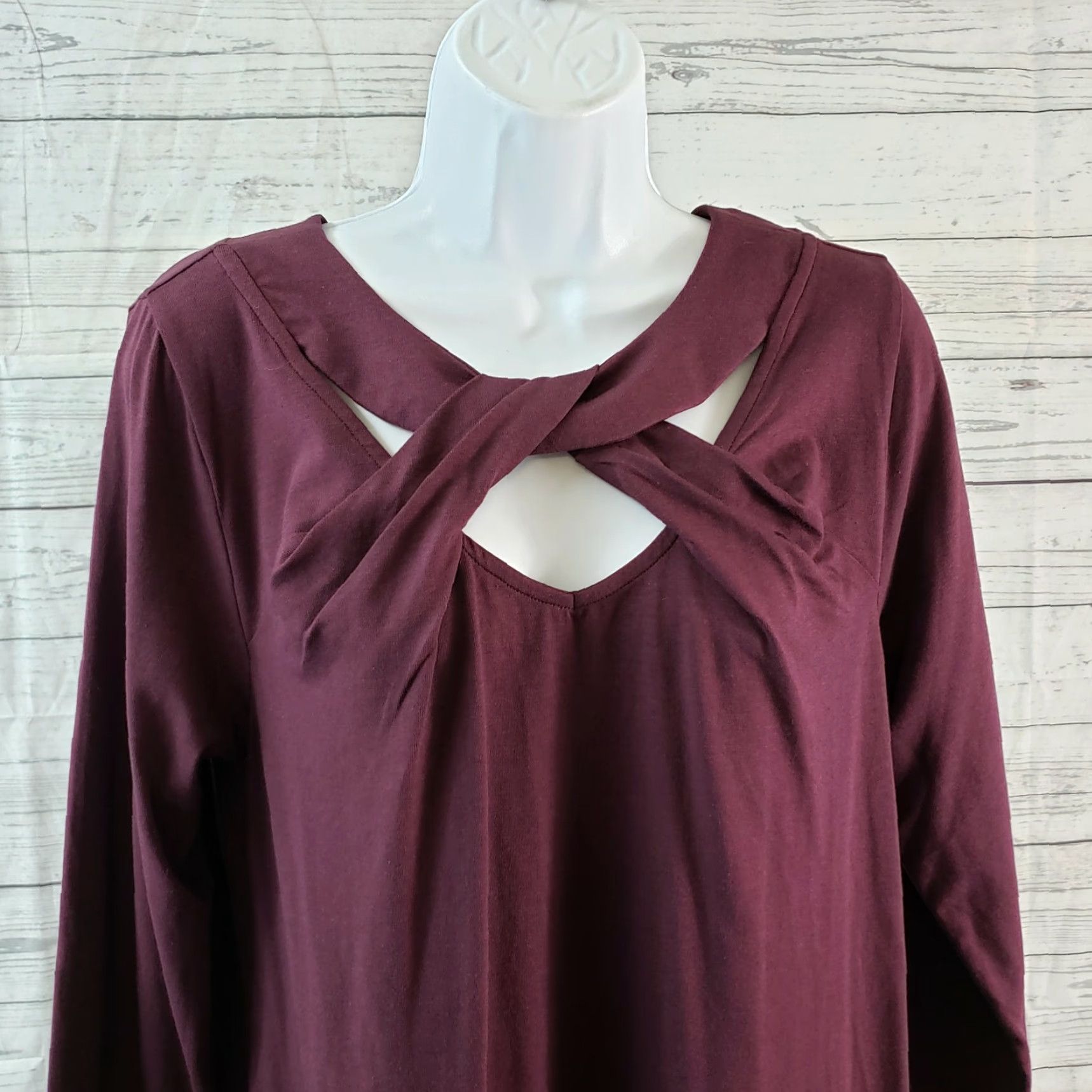 Soft Surroundings Soft Surroundings Blouse 3/4 Sleeve Womens Top M Red Cotton Blend Bur gundy Size M / US 6-8 / IT 42-44 - 2 Thumbnail