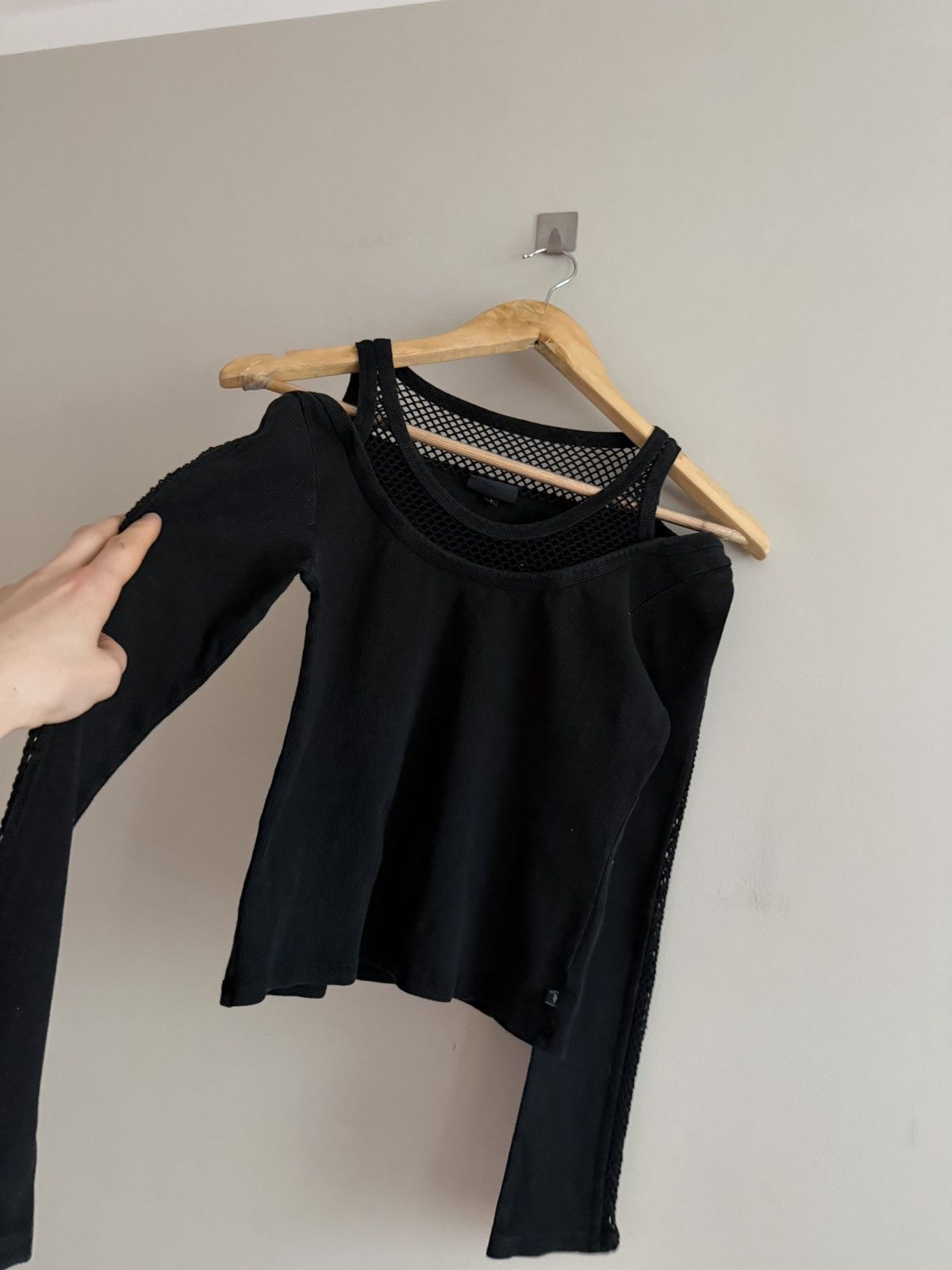 Vintage Avant-Garde Layered Black Mesh Top Size M / US 6-8 / IT 42-44 - 2 Thumbnail