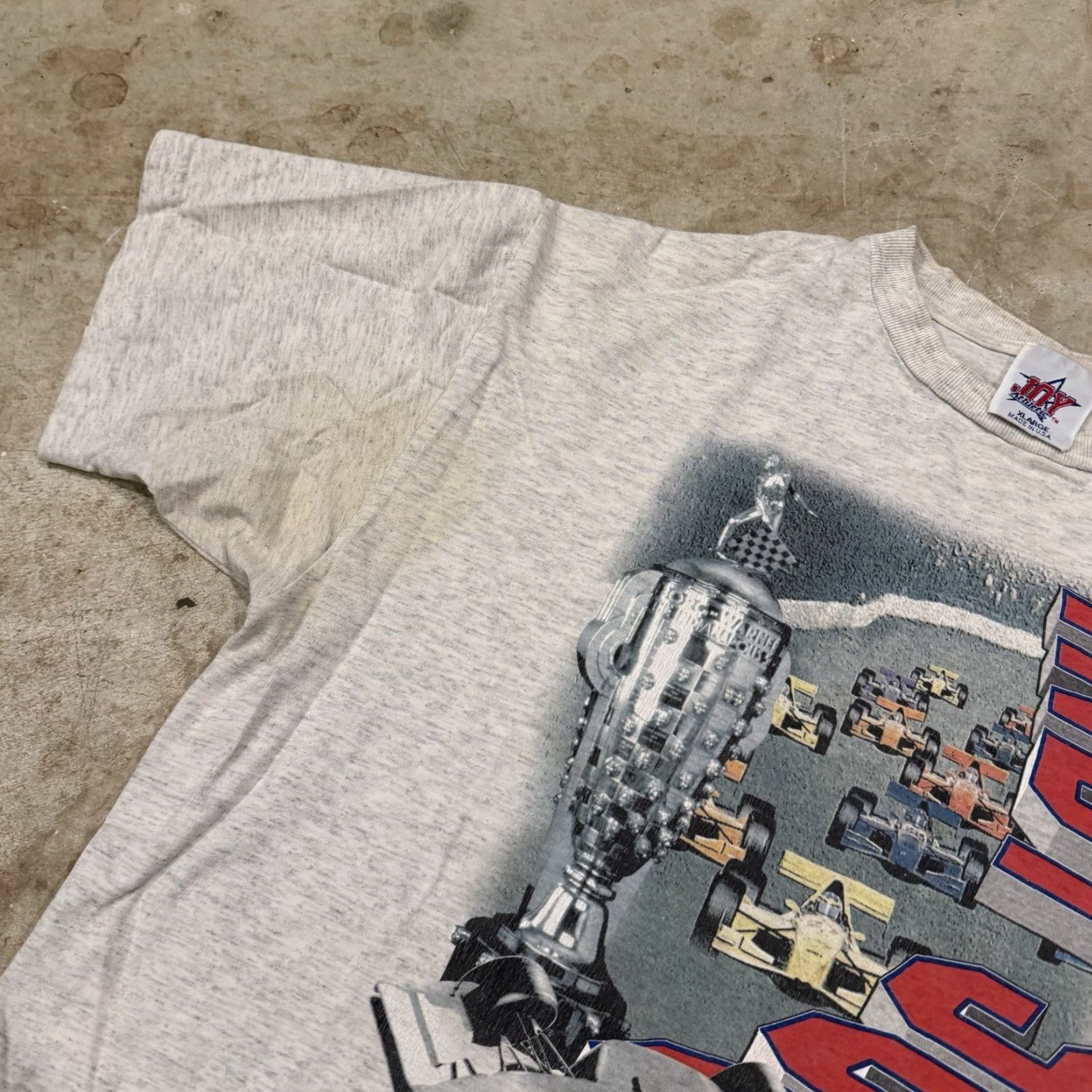 Vintage VINTAGE 90s Indy 500 Big Print Tshirt Mens XL Gray USA Made Shirt Mens XL 90s Indy 500 Big Print Tshirt Size US XL / EU 56 / 4 - 4 Thumbnail