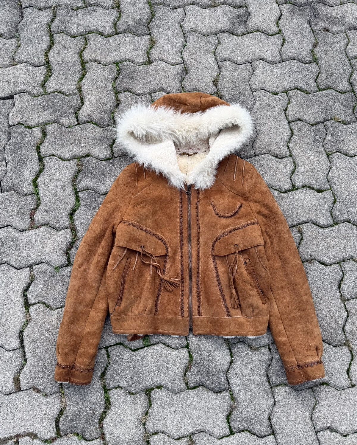 Leather Suede Leather Insulated Lamb Fur Fitted Jacket Size US S / EU 44-46 / 1 - 1 Thumbnail