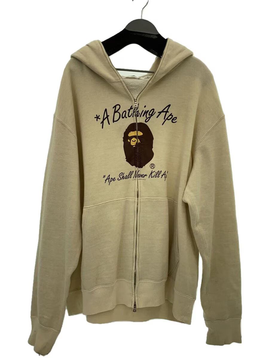 Bape A Bathing Ape Cotton Zip Hoodie Cream Size US XL / EU 56 / 4 - 1 Thumbnail