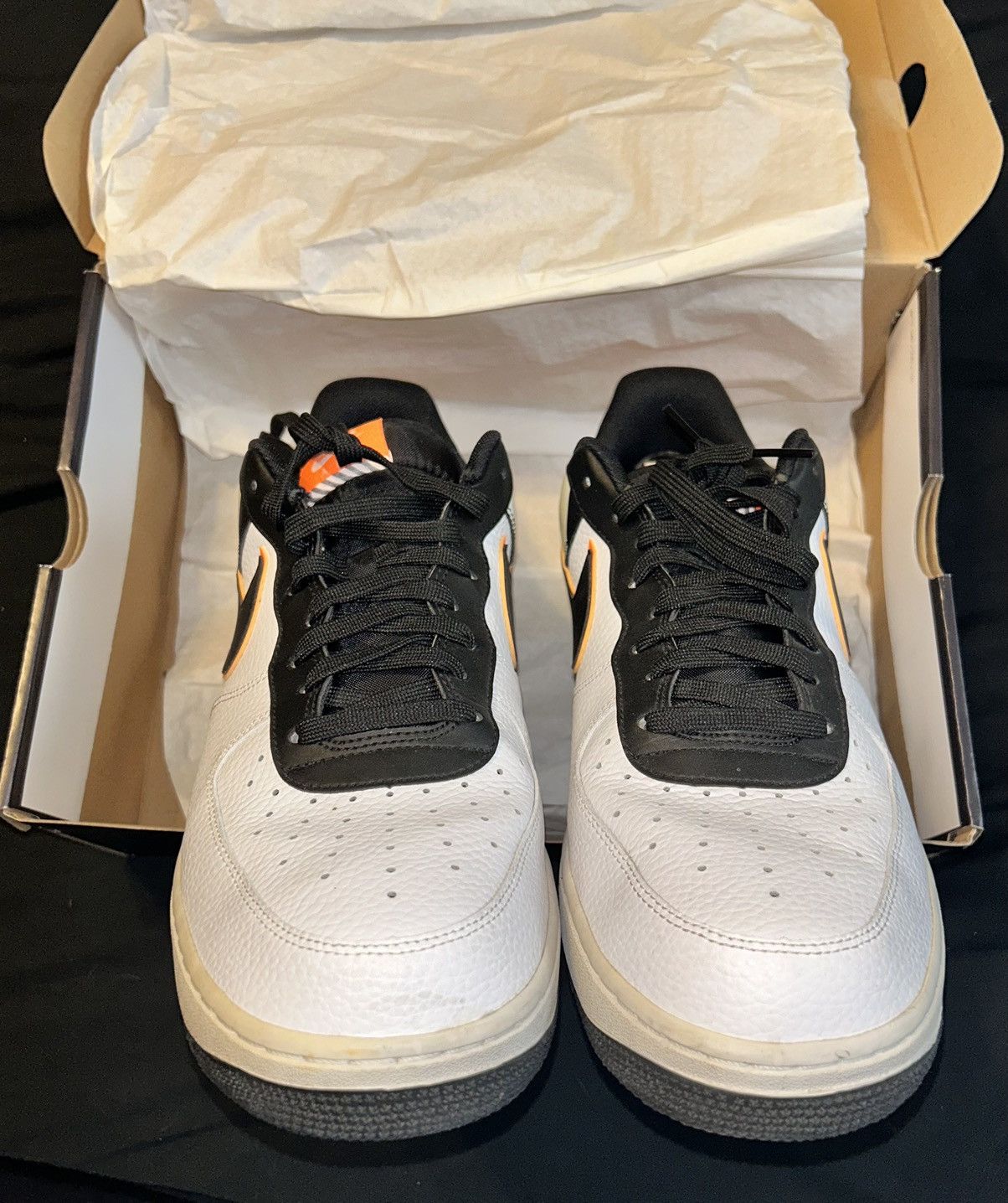 Nike Nike Air Force 1 Low ‘07 LV8 White Black Orange Size US 13 / EU 46 - 3 Thumbnail