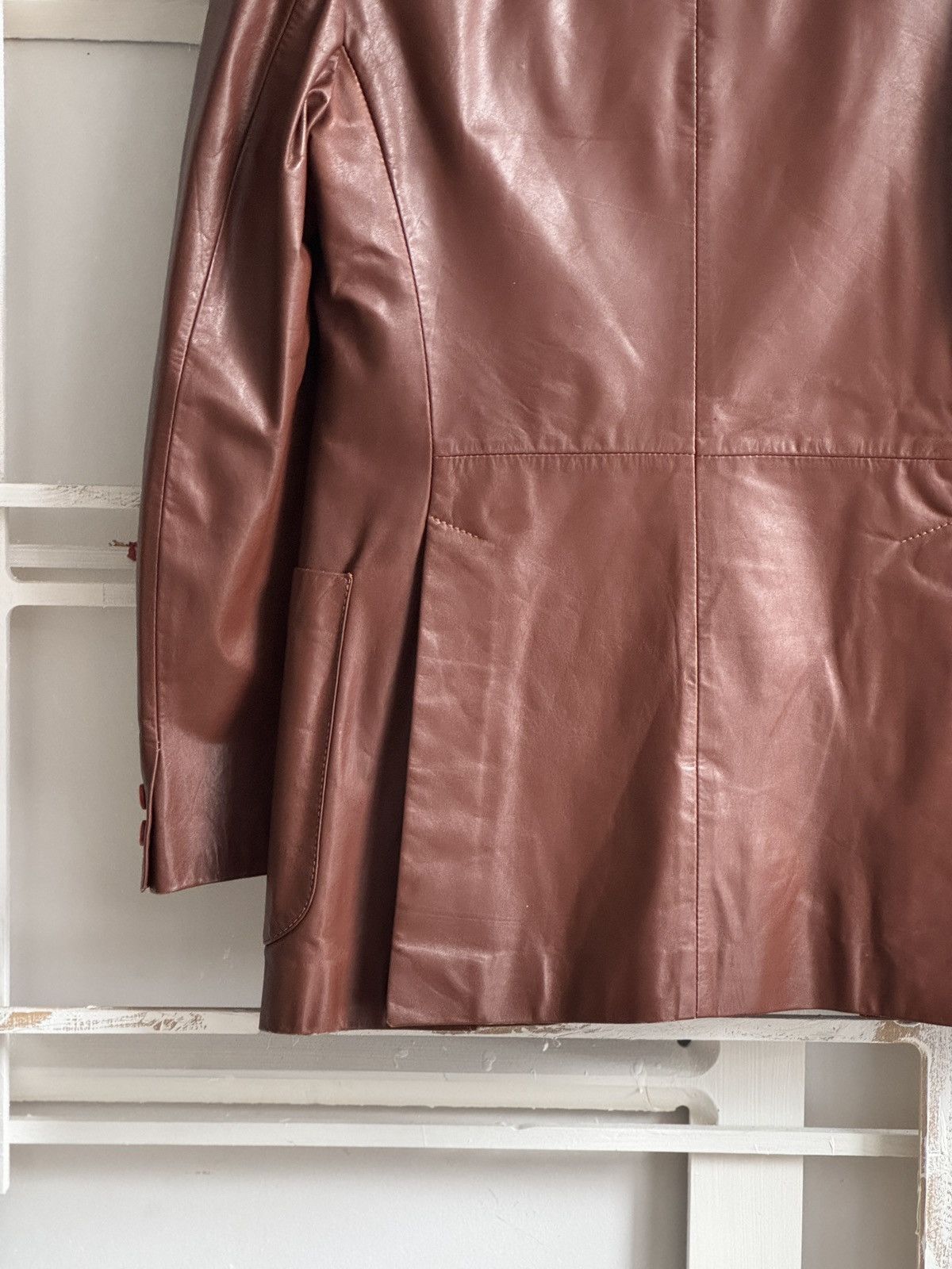 Yves Saint Laurent Yves Saint Laurent Vintage Leather Blazer Size S / US 4 / IT 40 - 10 Thumbnail