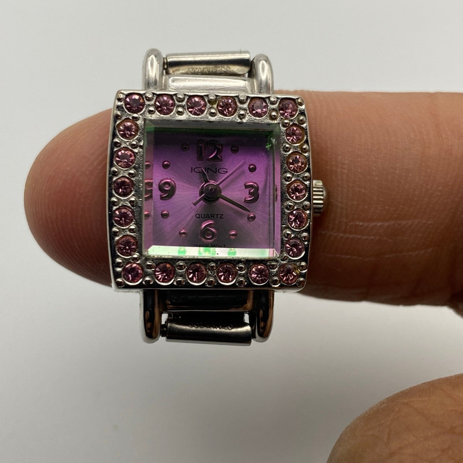 Other Stunning Pink Crystal Bezel Long Finger Watch Size ONE SIZE - 2 Thumbnail