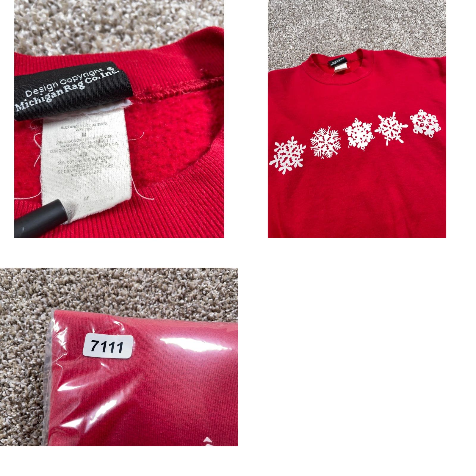 Vintage VINTAGE Michigan Rag Co. Snowflake Sweatshirt Adult Medium Red Christmas Holiday Festive Size M / US 6-8 / IT 42-44 - 9 Thumbnail