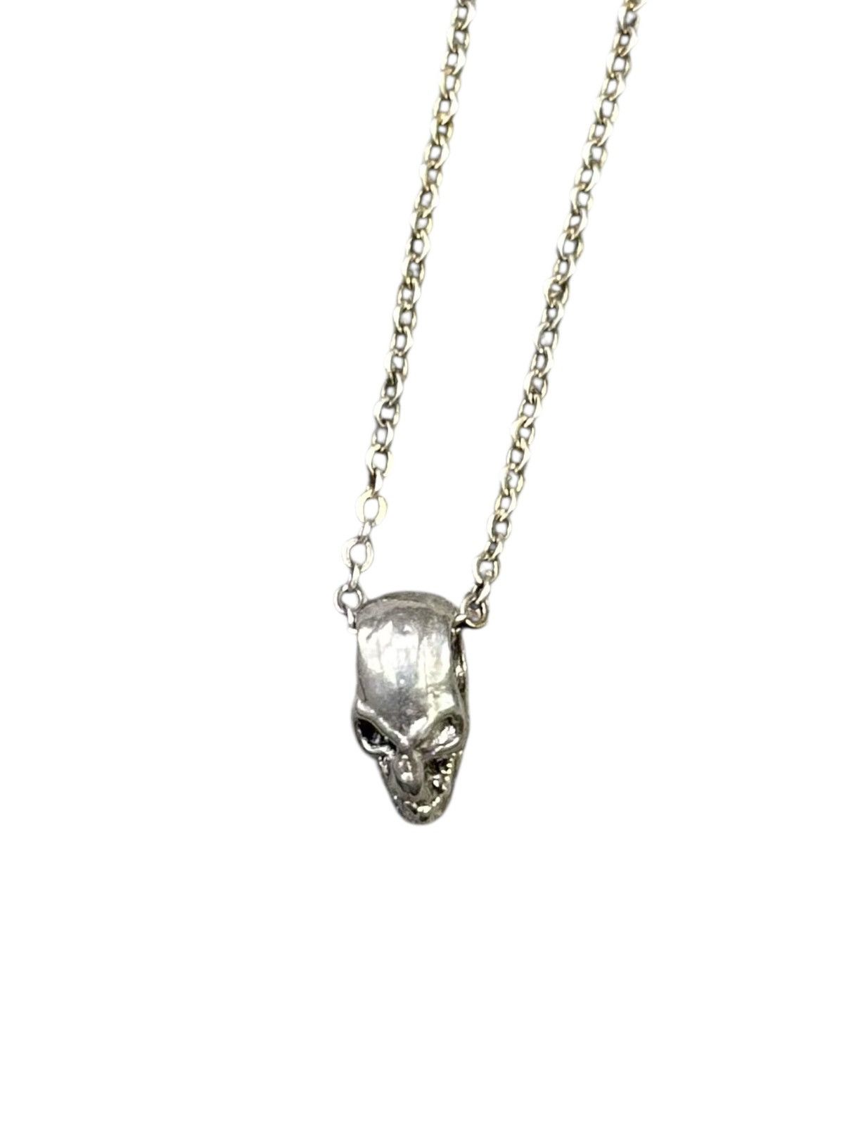 Vintage 1990s JAPANESE MADE STERLING SILVER SKULL SCULPTED NECLACE Size ONE SIZE - 2 Thumbnail