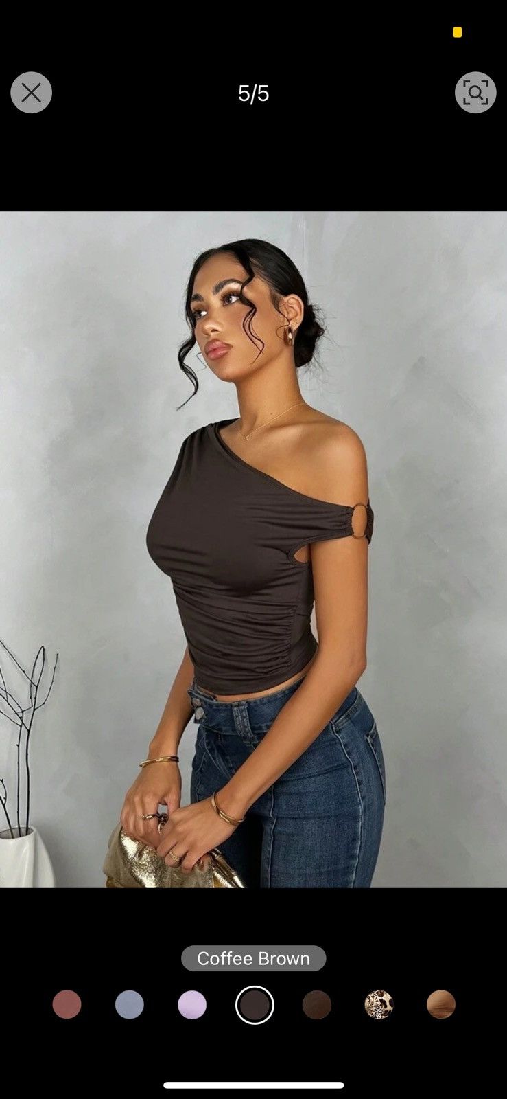 Shein Brown off the shoulder tank Size S / US 4 / IT 40 - 1 Thumbnail