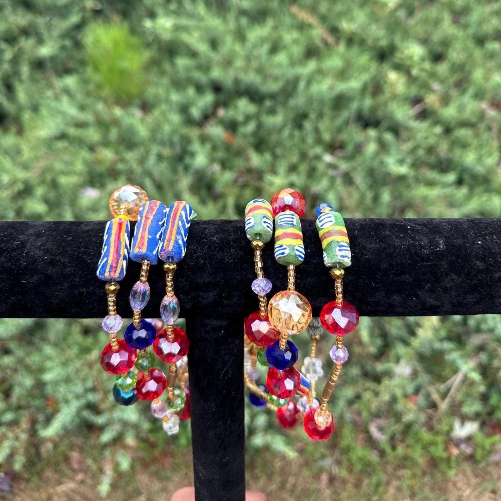 Handmade Maasai Krobo jumbo handmade multicolored beaded anklets Size ONE SIZE - 1 Thumbnail