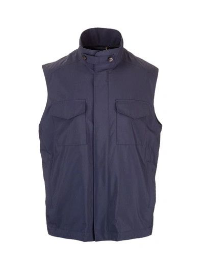 image of Loro Piana O1W1Db10224 Vest In Blue & Navy in Blue/Navy, Men's (Size Small)
