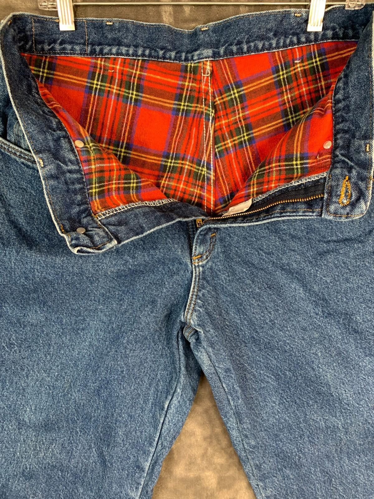 L.L. Bean LL Bean Flannel Jeans 34/28.5 Blue w/ Red Plaid Lining (226) Size US 34 / EU 50 - 4 Thumbnail