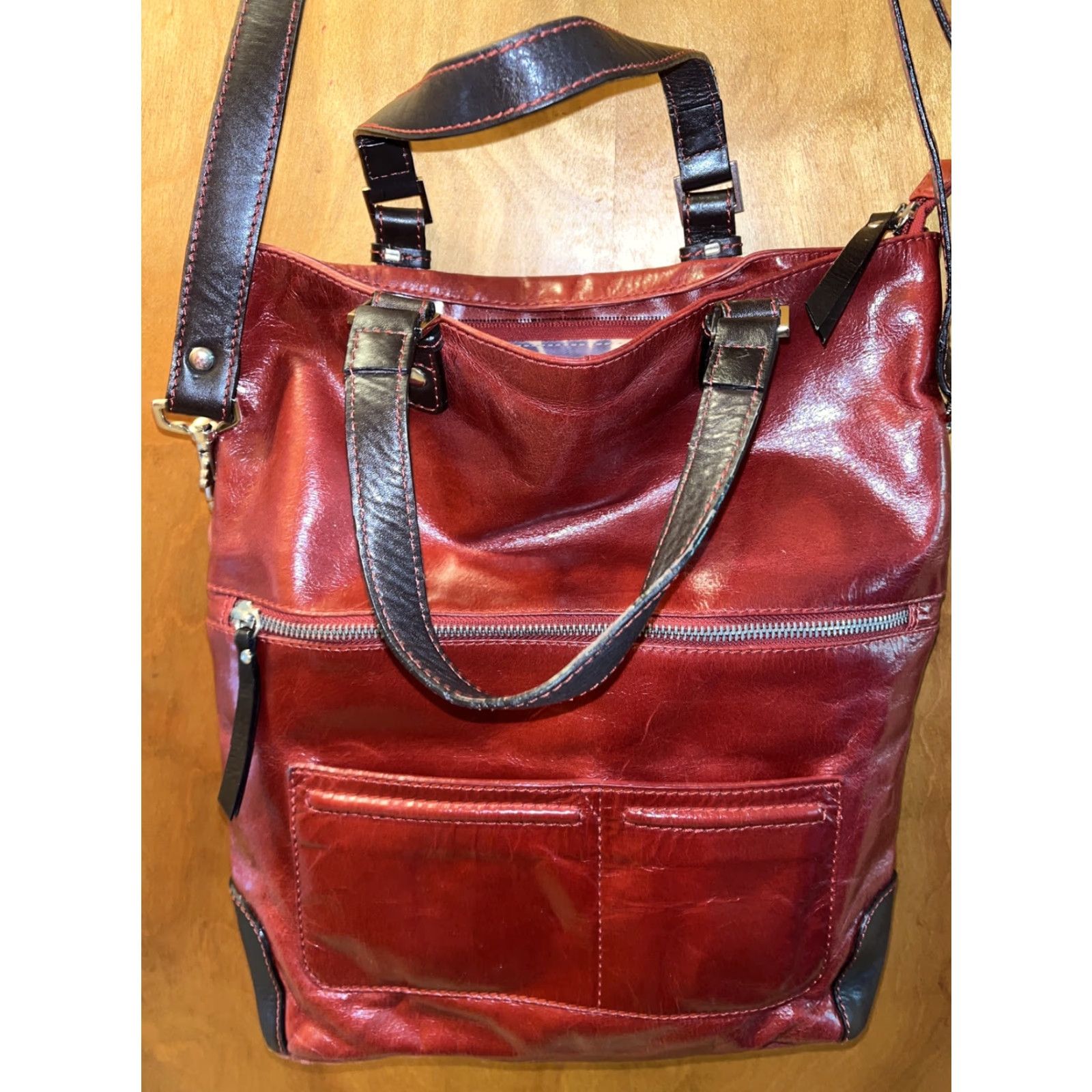 Vintage VINTAGE Nino Bossi Women's Crossbody Bag Leather Burgundy Medium Casual Business Shoulder Purse 12x14in Size ONE SIZE - 2 Thumbnail