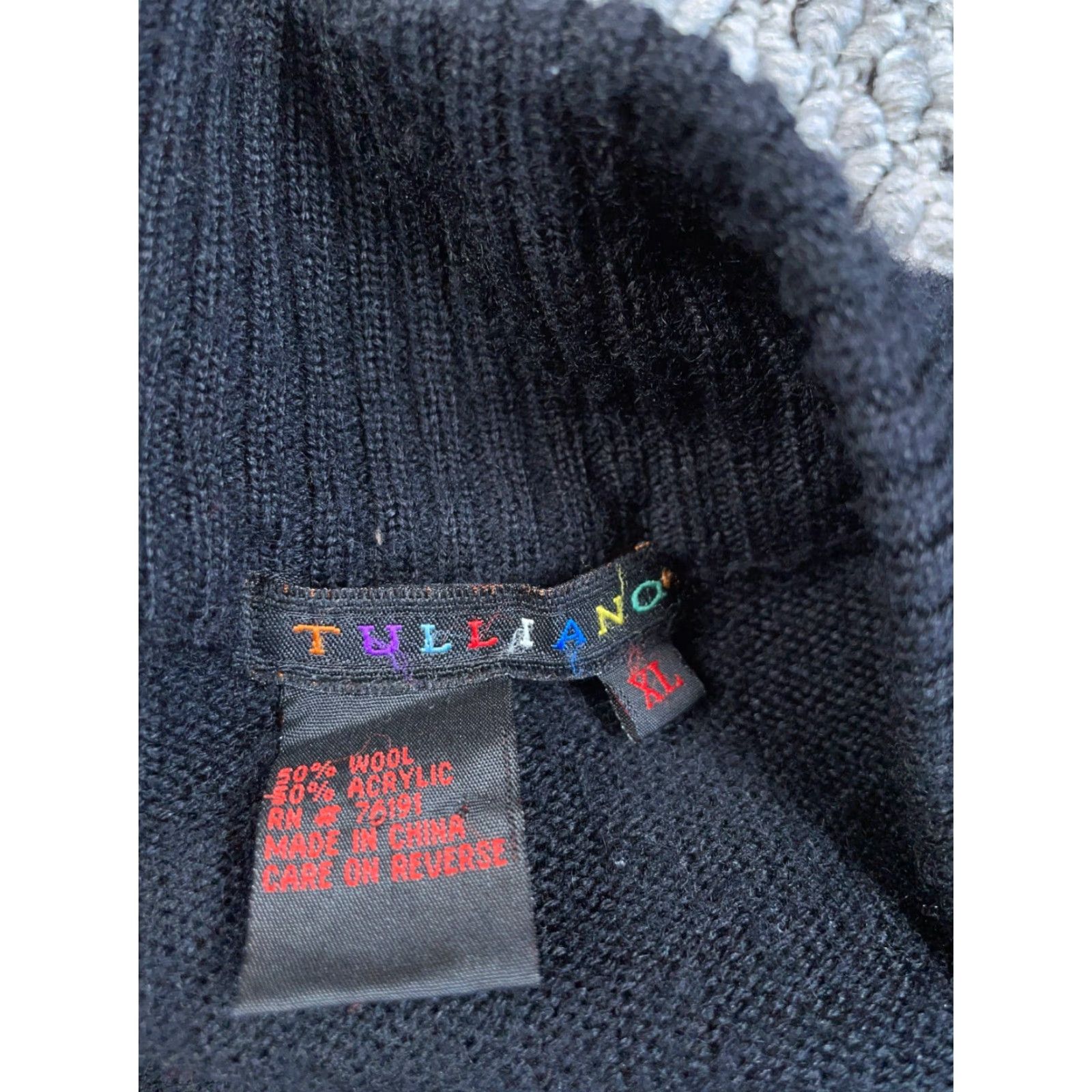 Vintage Tulliano Chunky Knit Sweater Men’s XL Black Mock Neck Full Zip Casual Retro Size US XL / EU 56 / 4 - 3 Thumbnail
