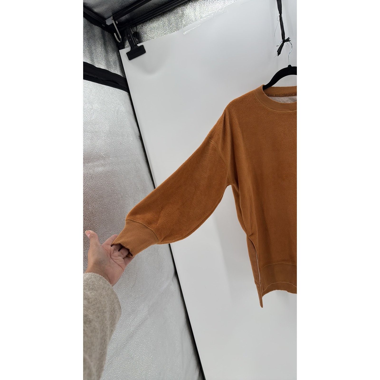Other Aerie Fleece Sweater sz S Side Slits Burnt Orange oversized Size S / US 4 / IT 40 - 4 Thumbnail