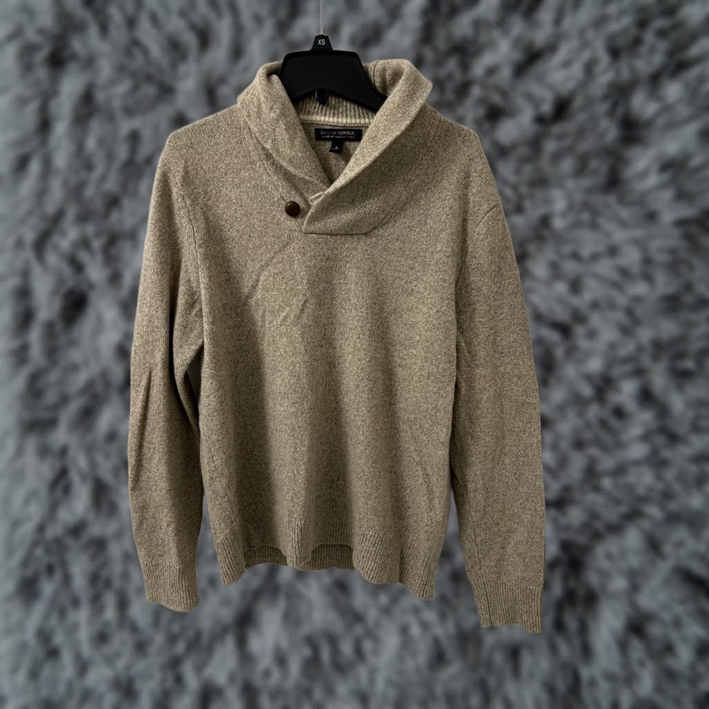 Banana Republic VINTAGE Banana Republic Sweater Shawl Collar Mens S Brown Wool Merino L/S Button Crew Neck Casual Workwear Autumn Winter Regular Knit Pullover Size US S / EU 44-46 / 1 - 1 Thumbnail