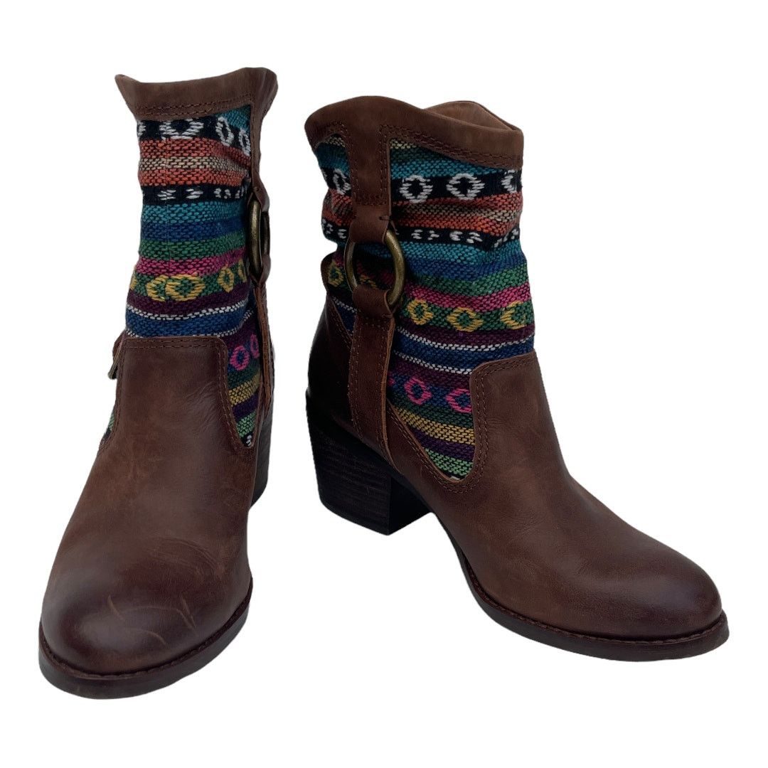 Lucky Brand Lucky Brand Boxer Brown Native Fabric Leather Heel Boot Sz 8 Size US 8 / EU 41 - 7 Thumbnail