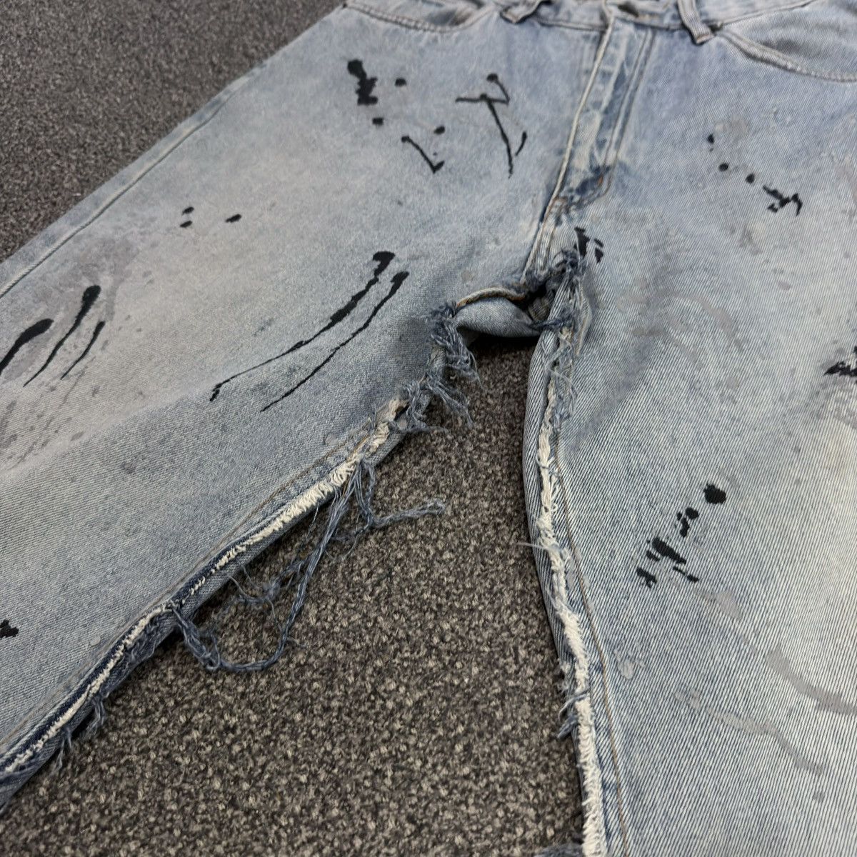 Hysteric Glamour Vintage 90s Japanese Crazy Distressed Splash Paint Denim Y2K Size US 29 - 6 Thumbnail