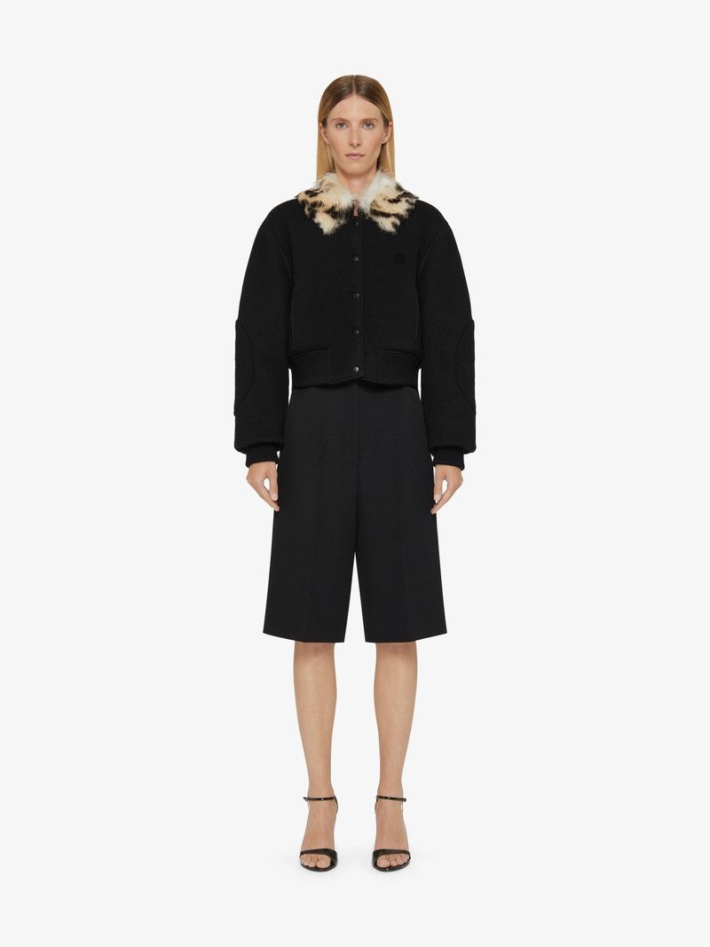 Givenchy o1w1db10326 Cheetah Collar Wide Sleeves Jacket in Black Size L / US 10 / IT 46 - 3 Thumbnail
