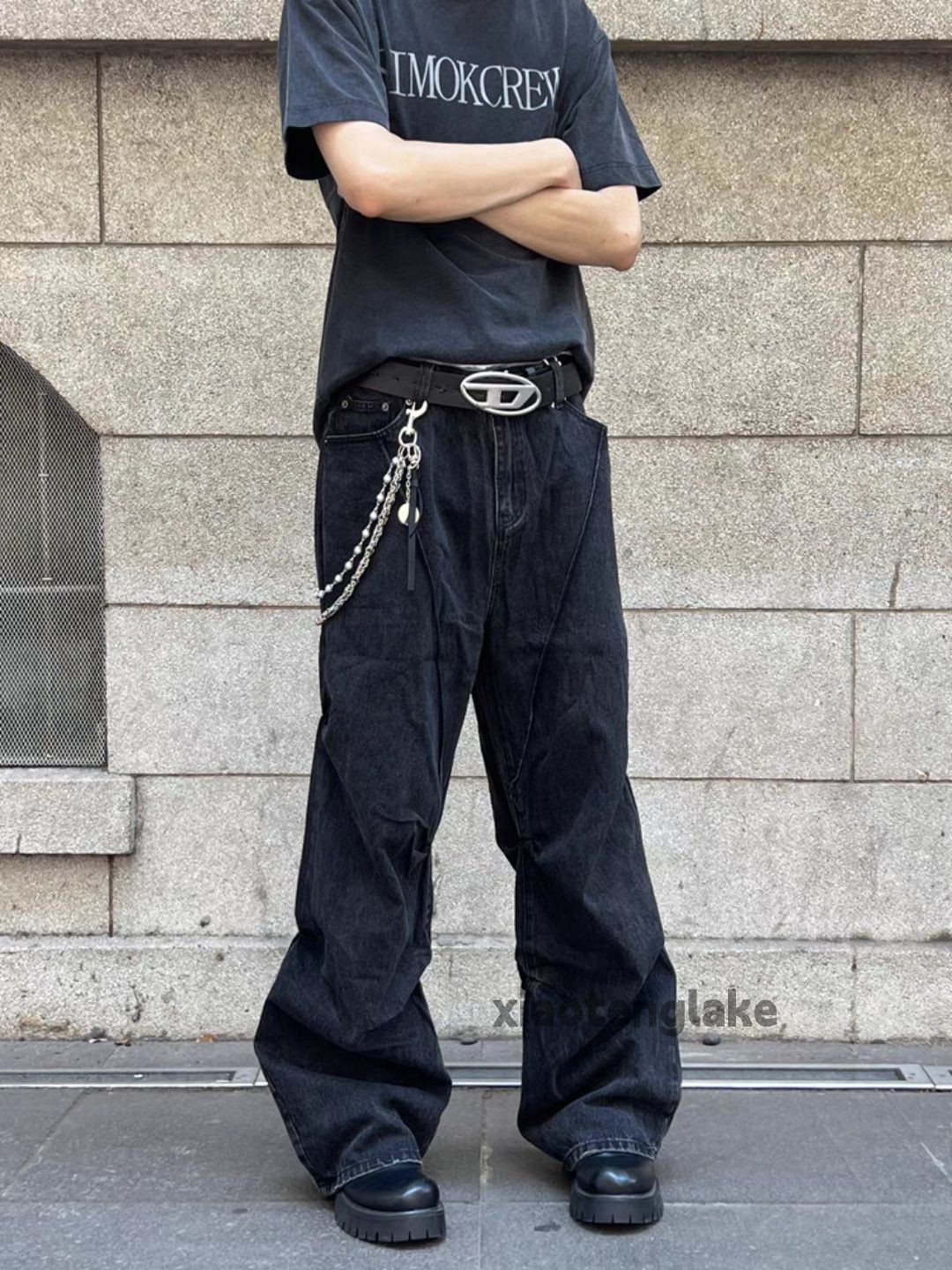 Vintage Washed faded punk grunge pleated flared yuppie jeans Size US 32 / EU 48 - 4 Thumbnail
