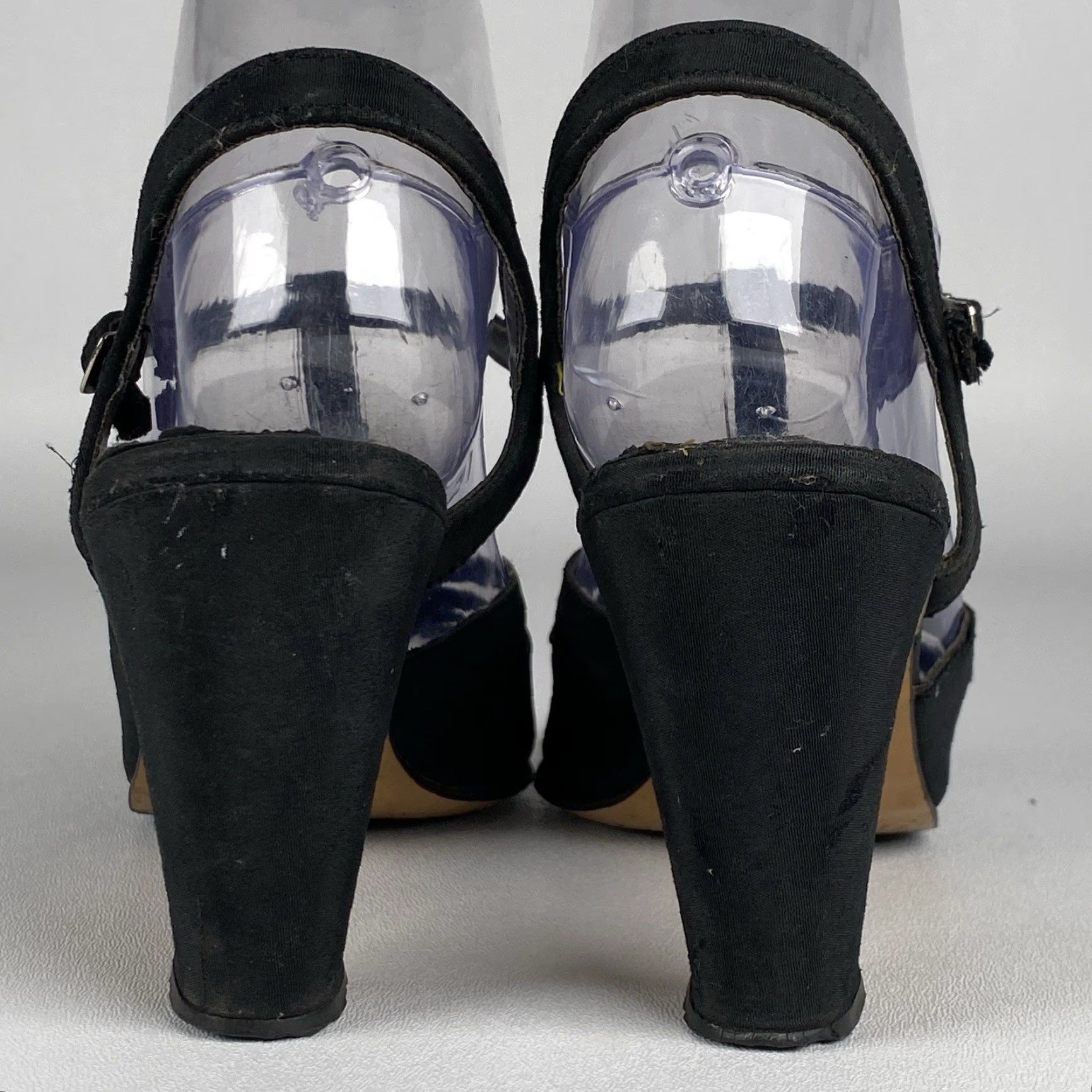 Vintage VINTAGE Classic 1940's Black Heels shoes/Pumps Hollywood Glamour Suede US Size 6.5 Womens Black Heels Size US 7 / IT 37 - 6 Thumbnail