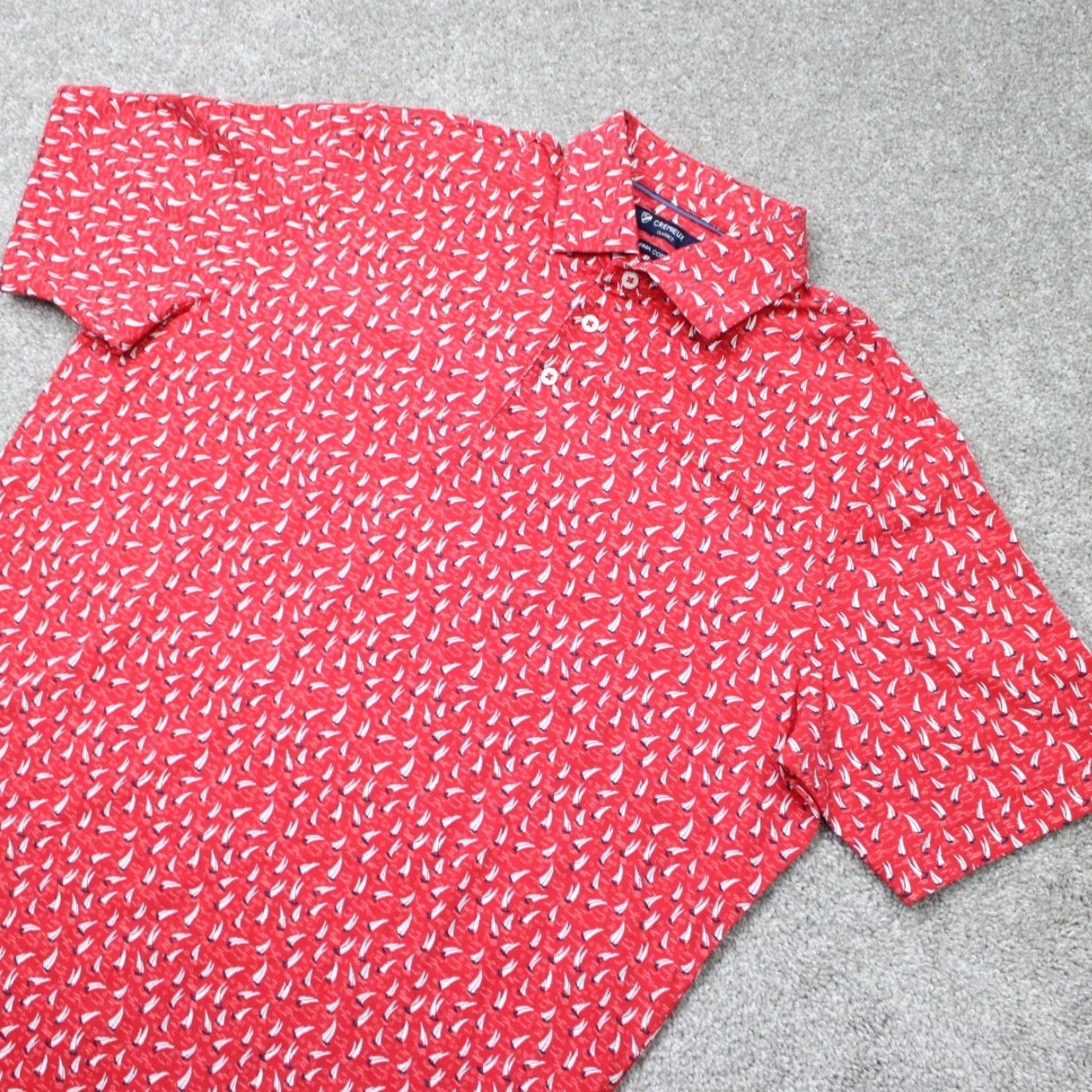 Cremieux Cremieux Classics Polo Shirt Mens Large Red Sailboat All Over Print Short Sleeve Shirt Size US L / EU 52-54 / 3 - 3 Thumbnail