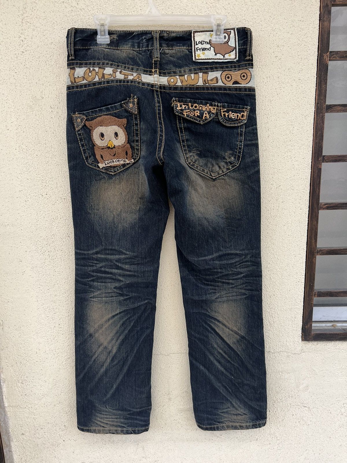 Vintage Lolita Owl Rusty Blue Denim Distressed Jeans Size US 29 - 14 Thumbnail