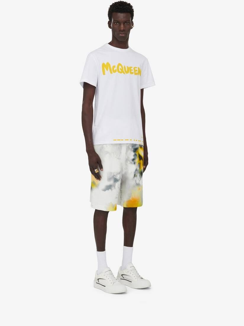 Alexander McQueen o1w1db10725 McQueen Graffiti T-Shirt in White/Yellow Size US L / EU 52-54 / 3 - 3 Thumbnail