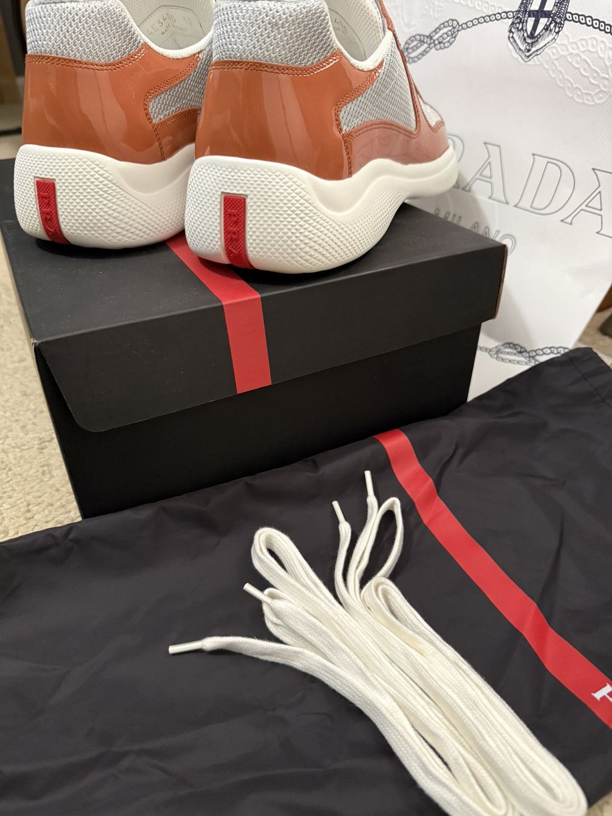 Prada Orange Prada American Cup Sneakers Size US 10 / EU 43 - 4 Thumbnail