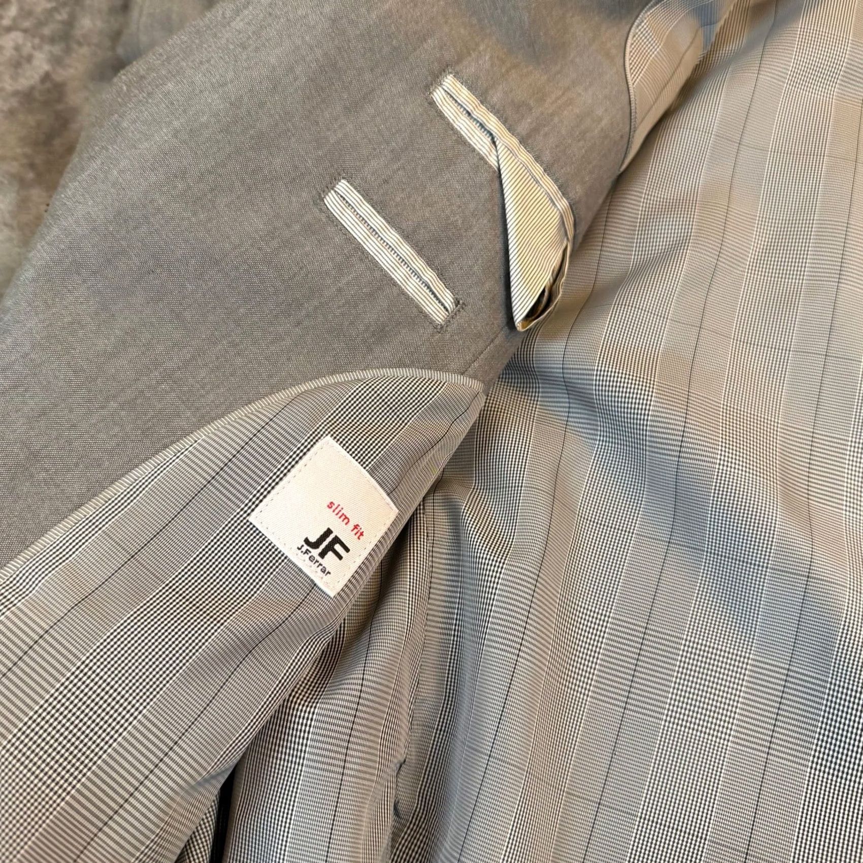 Vintage J.Ferrar Slim Fit Suit Jacket & Vest 42 Short Gray Two Piece Set Mens Size US 42 / EU 58 - 4 Thumbnail