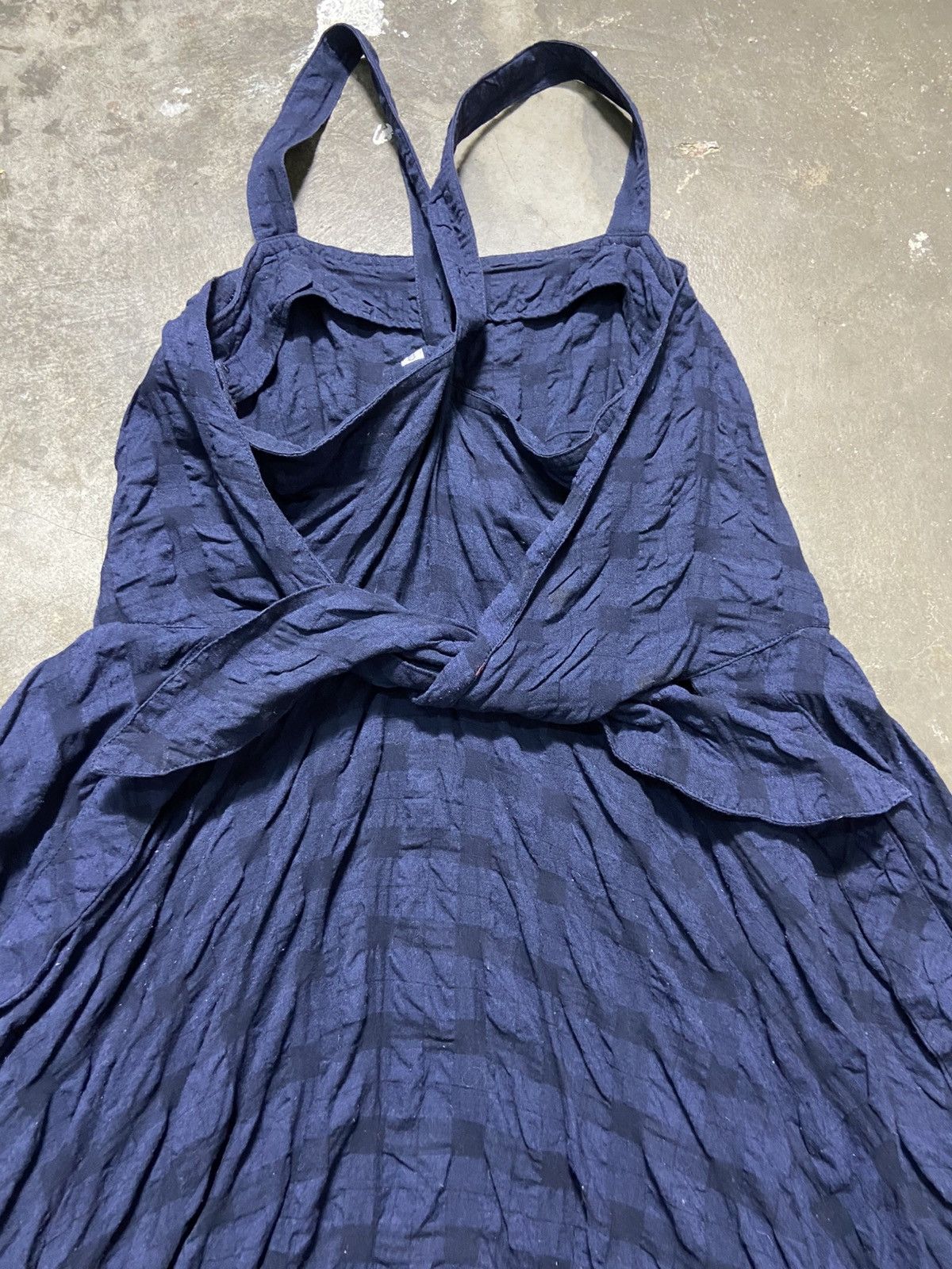 Tsumori Chisato Tsumori Chisato Textured NavyCheck Sleeveless Drape Dress Size S / US 4 / IT 40 - 7 Thumbnail