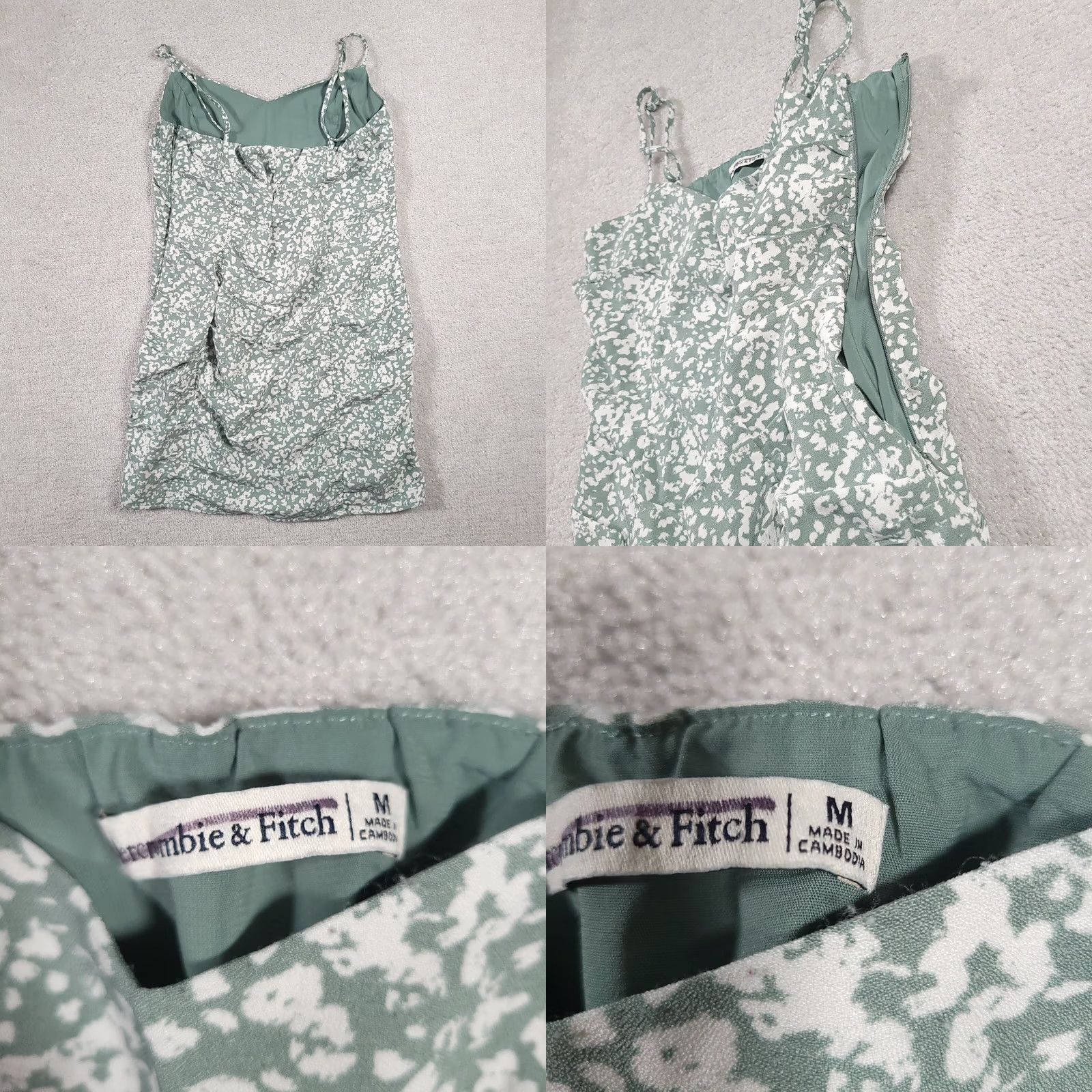Abercrombie & Fitch Abercrombie & Fitch Dress Women's Medium Bodycon Short Side Zip Multicolor Green White Sleeveless Casual Party/Cocktail Travel Womens Size 32" / US 10 / IT 46 - 8 Thumbnail