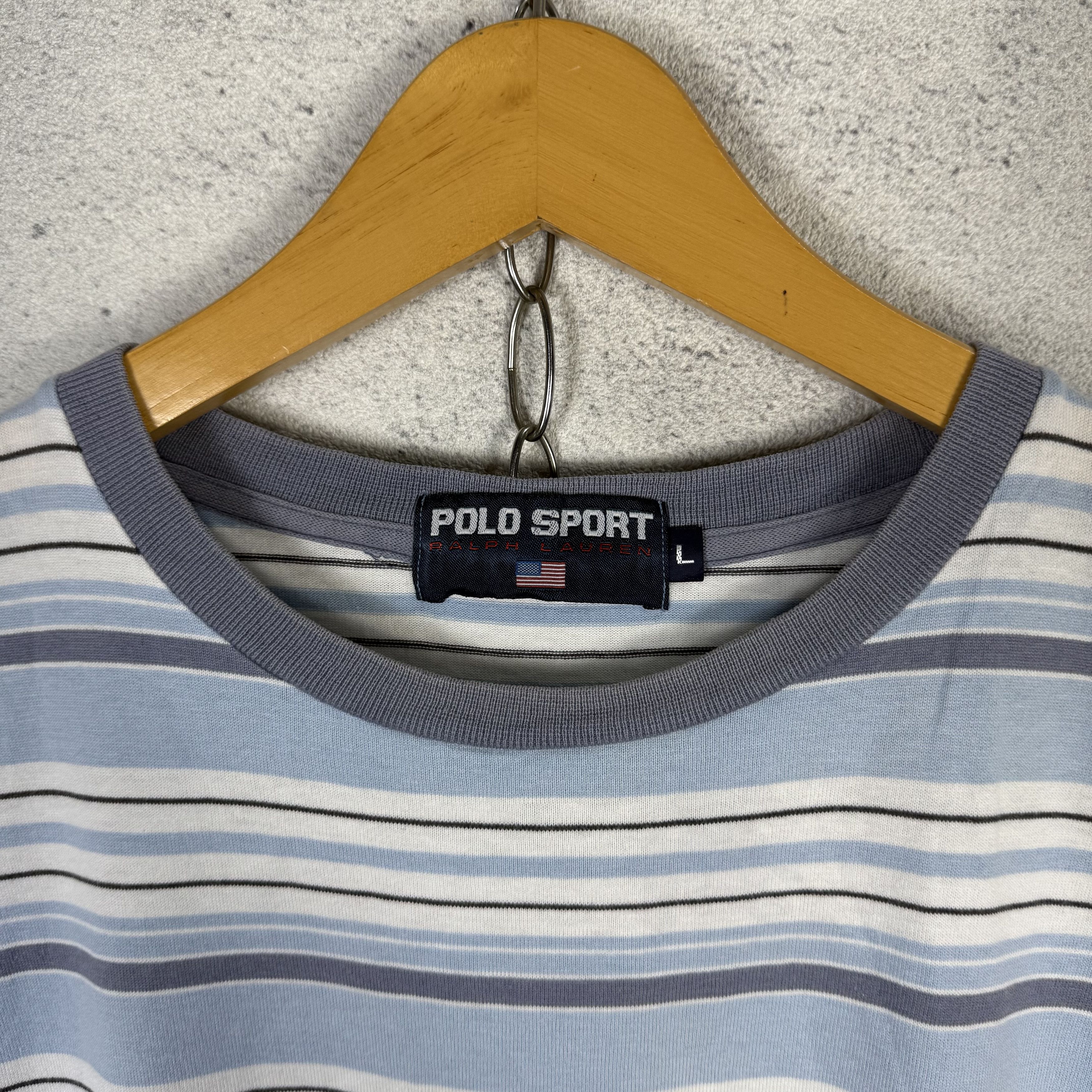 Polo Ralph Lauren Vintage Polo Sport USA Ralph Lauren Stripes Tshirt Size US L / EU 52-54 / 3 - 4 Thumbnail