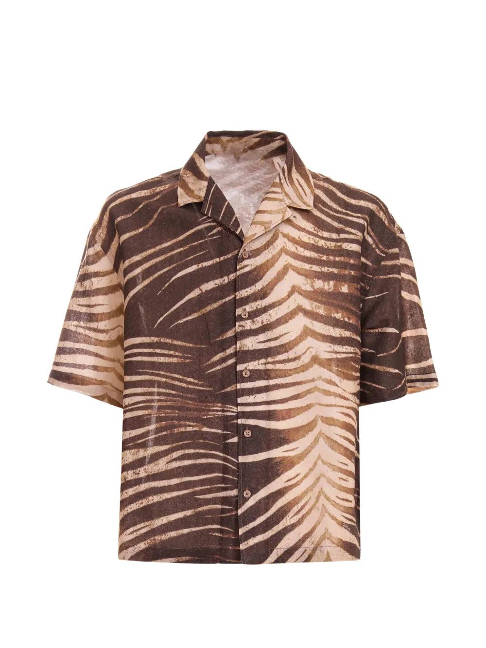 Other Men’s Short-Sleeved Tiger Print Shirt in Beige & Brown Size US M / EU 48-50 / 2 - 3 Thumbnail