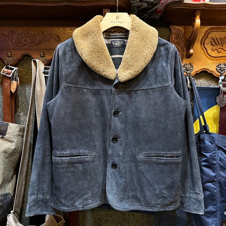 RRL Ralph Lauren RRL Ralph Lauren Blue dyed suede farmer's leather jacket Size US M / EU 48-50 / 2 - 1 Thumbnail
