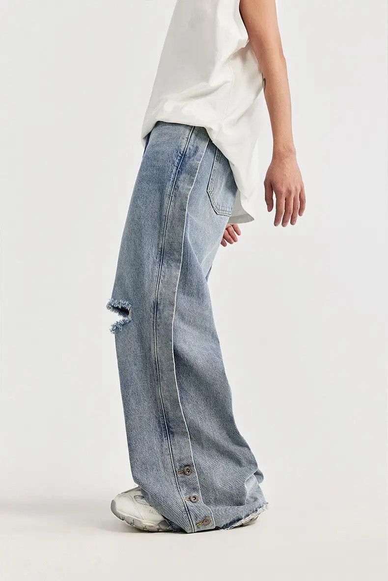 Japanese Brand × Jean Distressed Baggy Wide Leg Denim Jeans Size US 30 / EU 46 - 4 Thumbnail