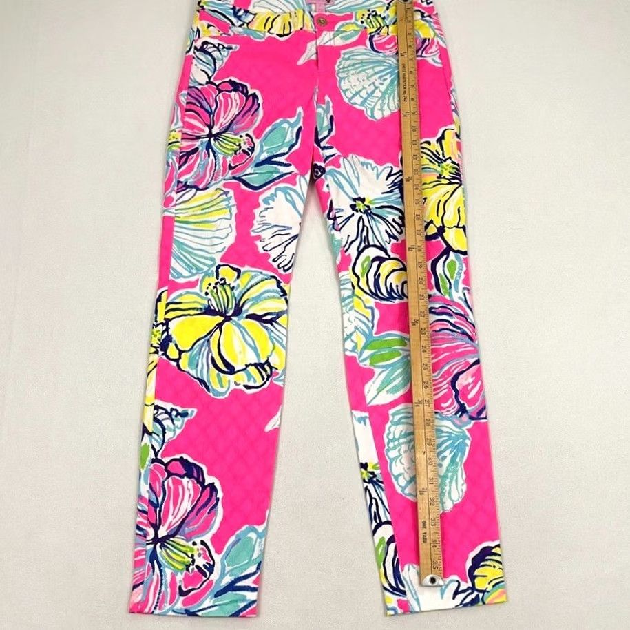 Lilly Pulitzer VINTAGE Lilly Pulitzer Kelly Ankle Pants Sz 8 W30 I28 Pink Floral Preppy Beach Womens Size 30" / US 8 / IT 44 - 6 Thumbnail
