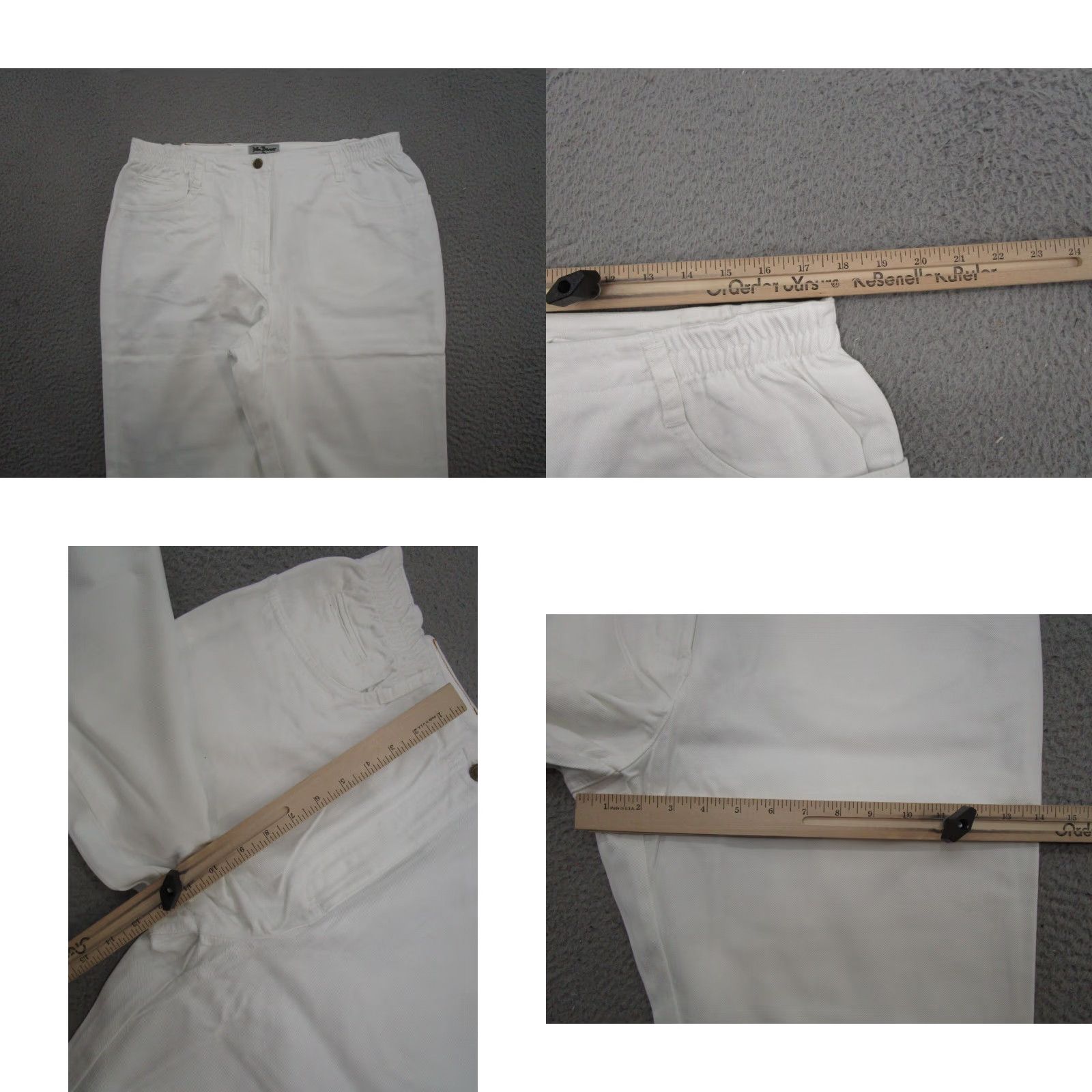Denime VINTAGE 90s John Baner White Denim Jeans Women's Plus Size 18 Elastic Waist Straight Denim Jeans Womens, 90s Theme Size 40" / US 18 - 8 Thumbnail